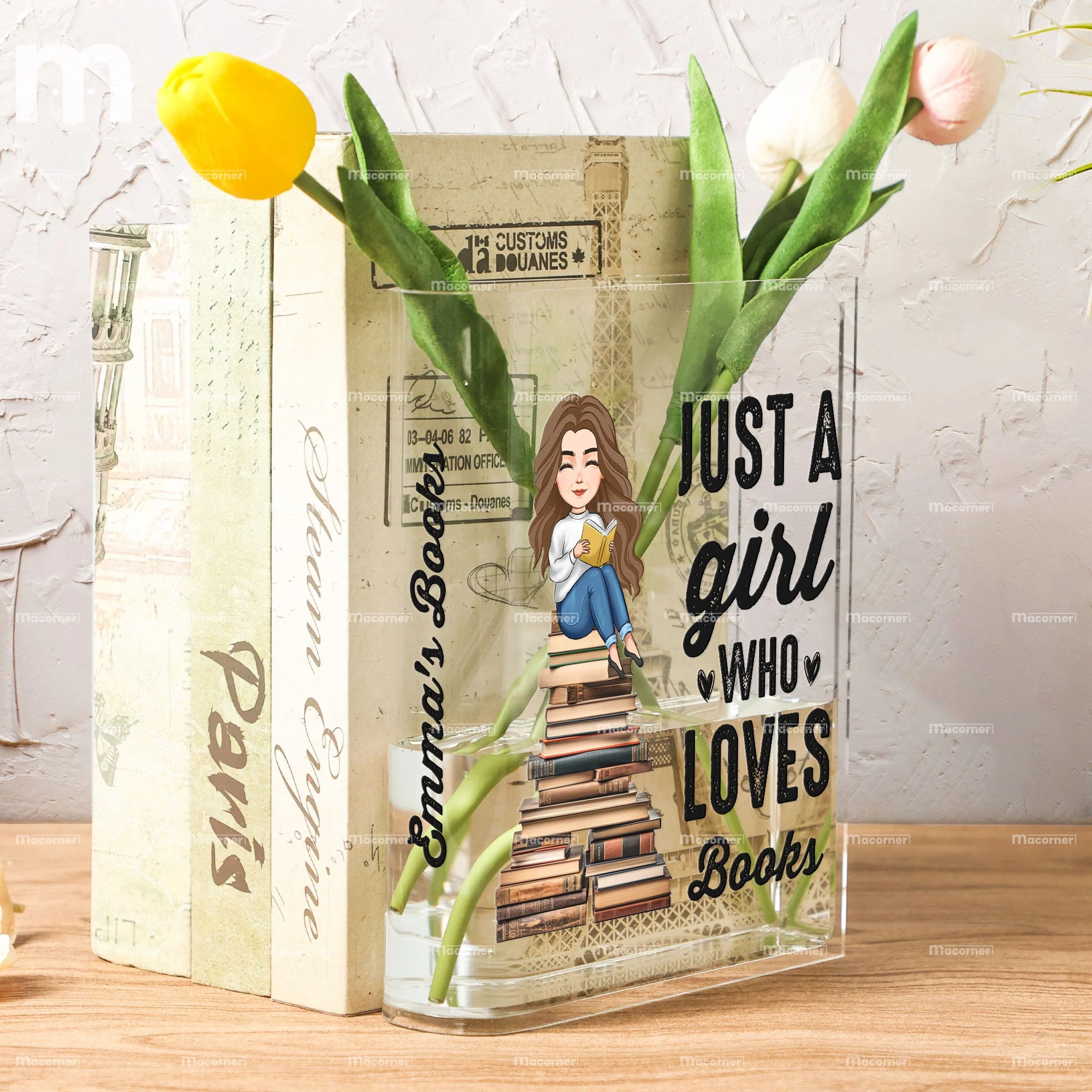 Just A Girl Who Loves Books - Personalized Acrylic Book Vase - Image 6