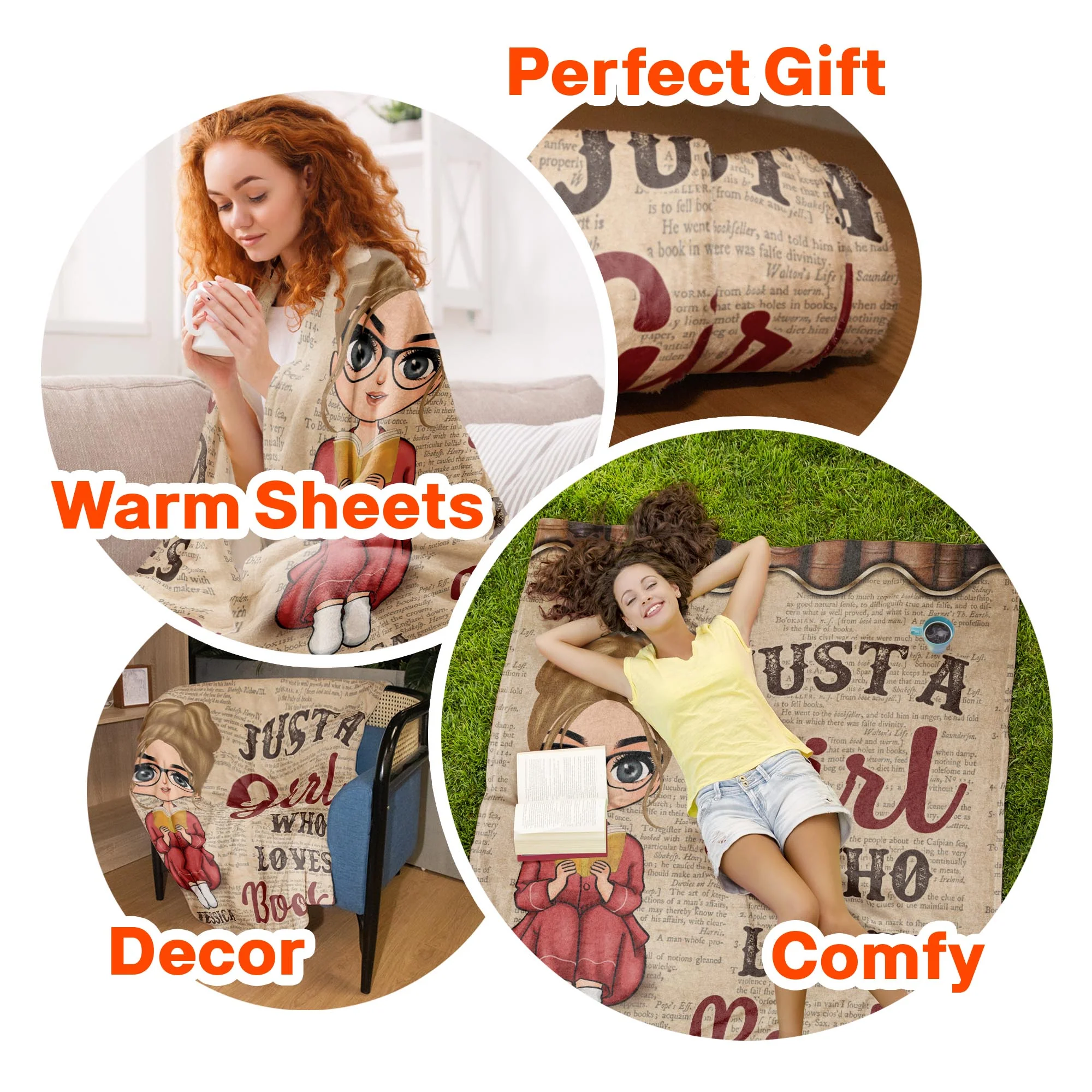 Just A Girl Who Loves Books - Personalized Blanket - Image 6
