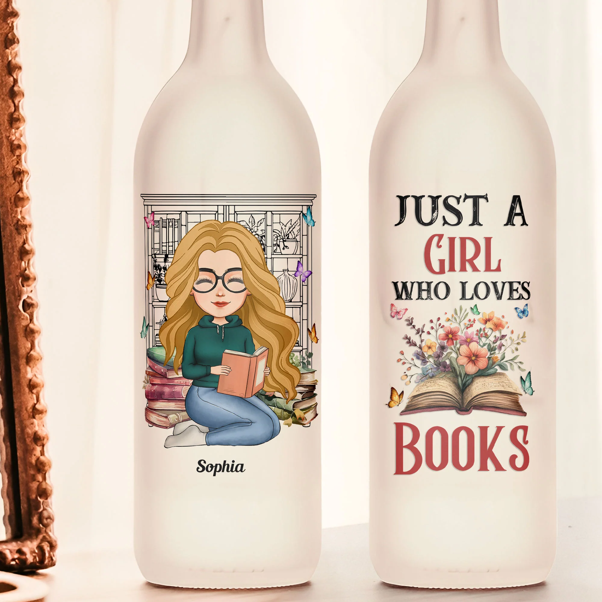 Just A Girl Who Loves Books - Personalized Bottle Lamp - Image 2