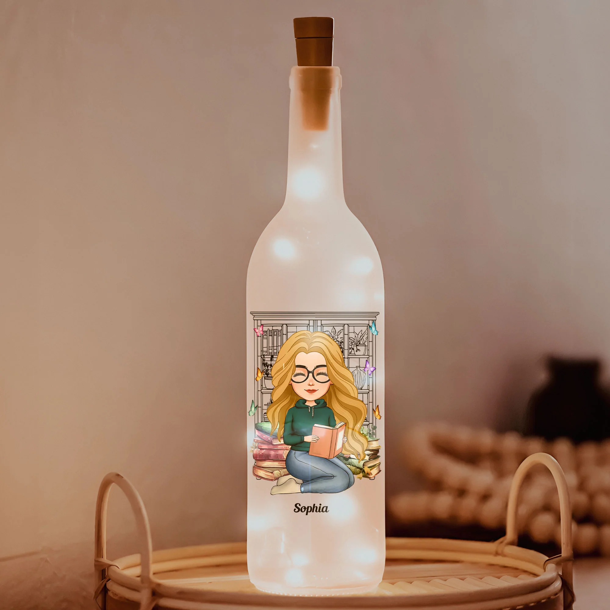 Just A Girl Who Loves Books - Personalized Bottle Lamp - Image 3