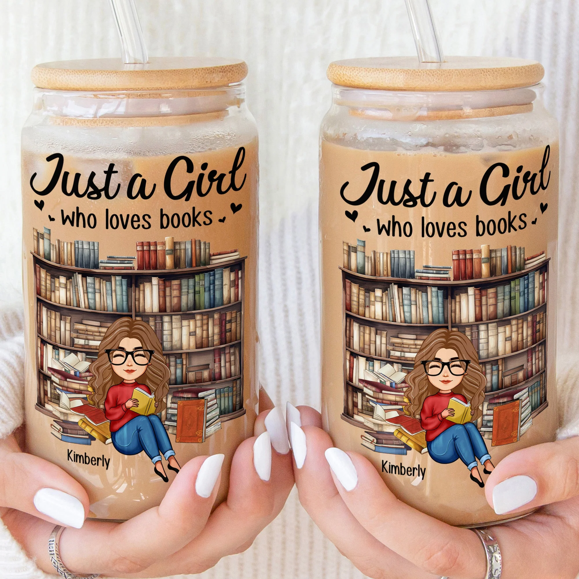 Just A Girl Who Loves Books - Personalized Clear Glass Cup - Image 3