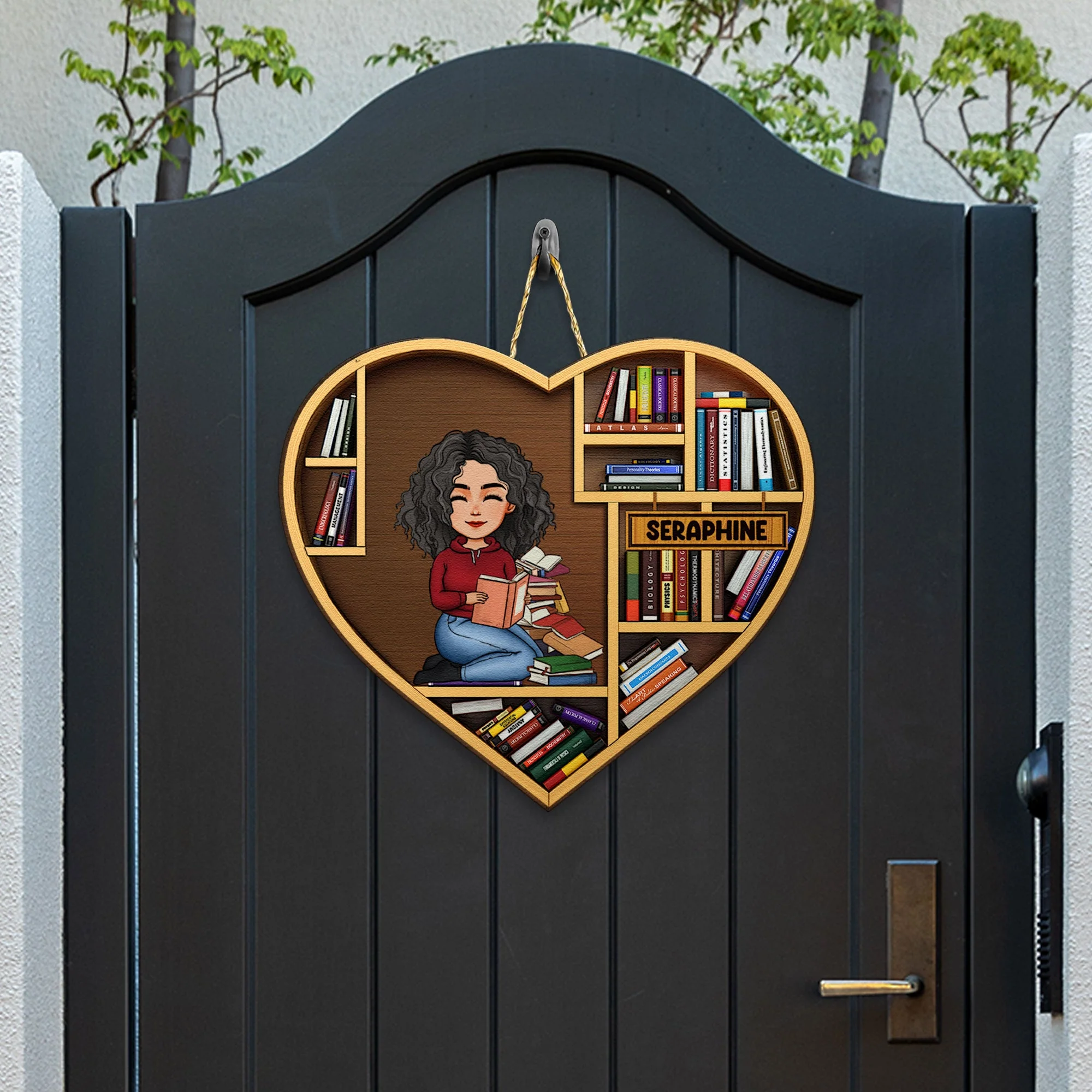Just A Girl Who Loves Books - Personalized Custom Shaped Wood Sign - Image 3