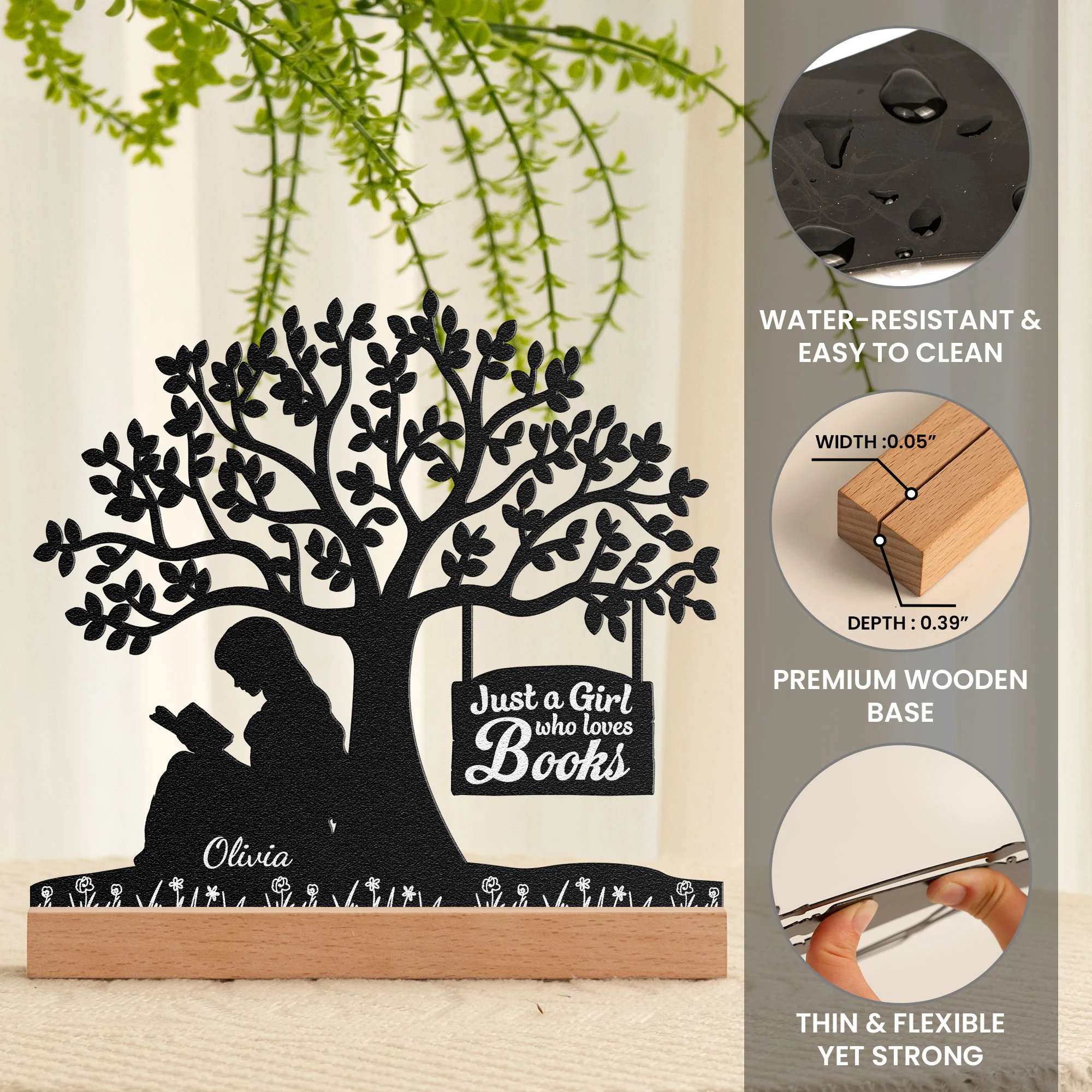 Just A Girl Who Loves Books - Personalized Metal Desk Silhouette Sculpture - Image 4