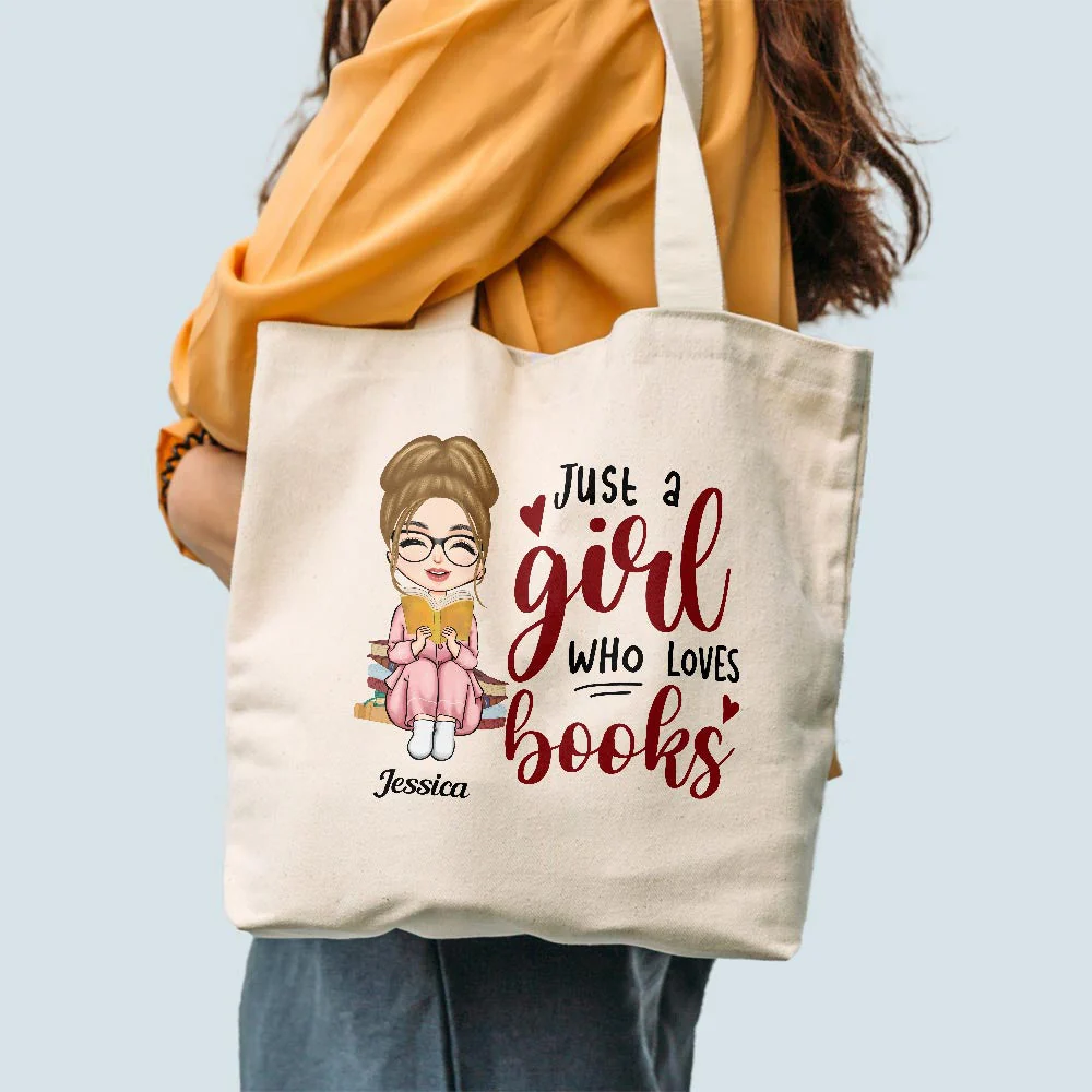 Just A Girl Who Loves Books - Personalized Tote Bag - Image 2