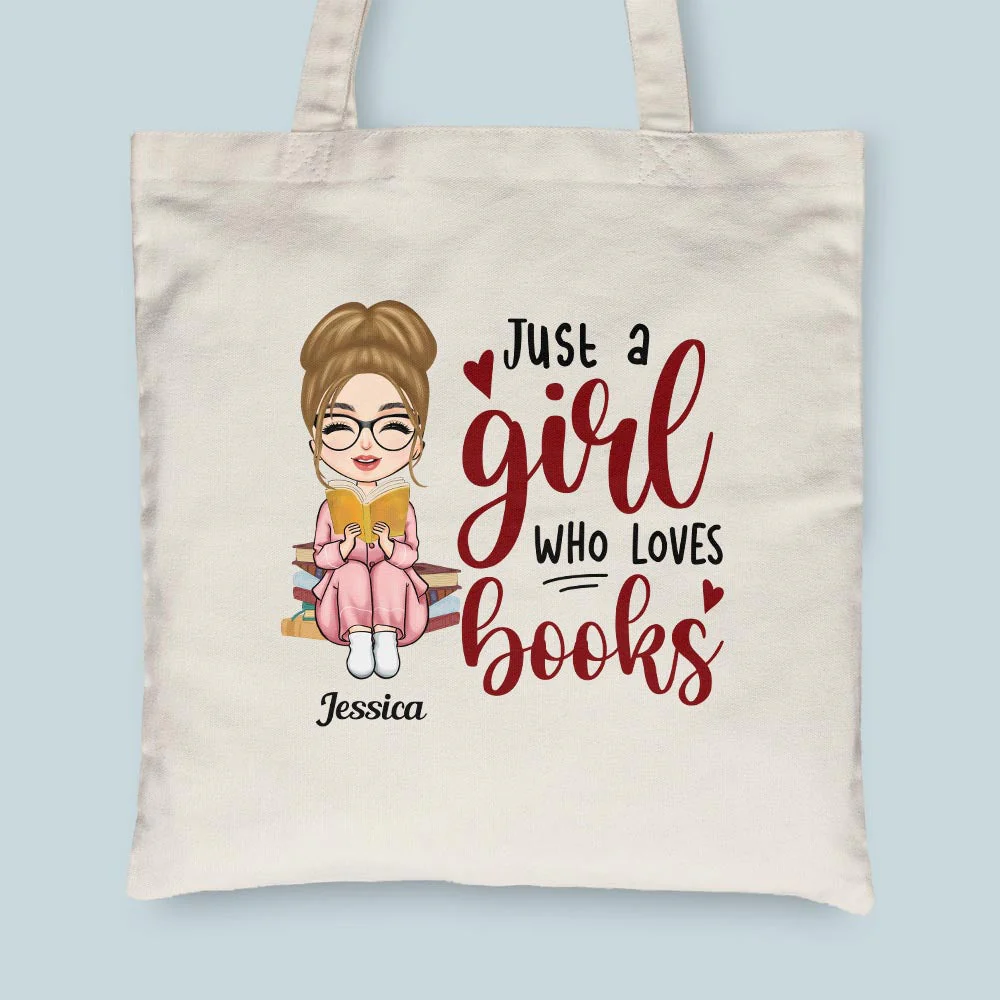 Just A Girl Who Loves Books - Personalized Tote Bag - Image 4