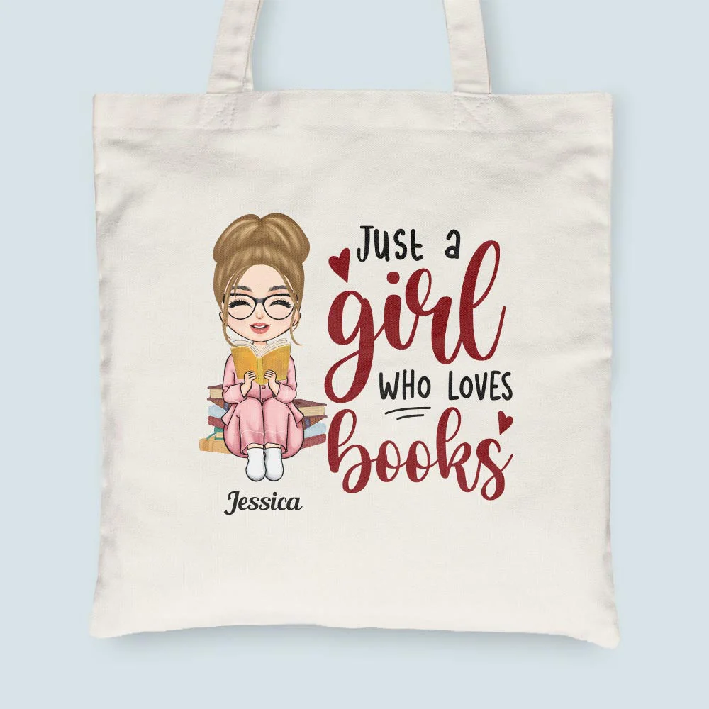 Just A Girl Who Loves Books - Personalized Tote Bag - Image 5