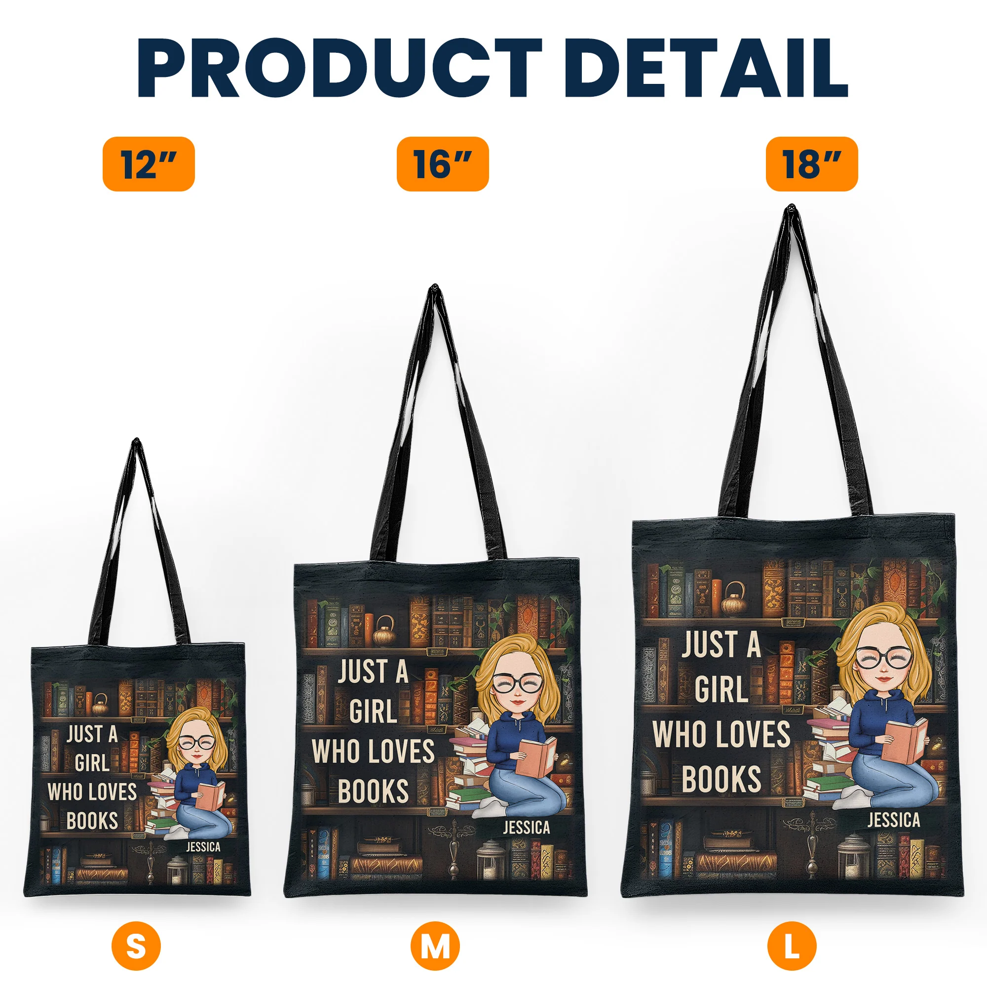 Just A Girl Who Loves Books - Personalized Tote Bag - Image 5