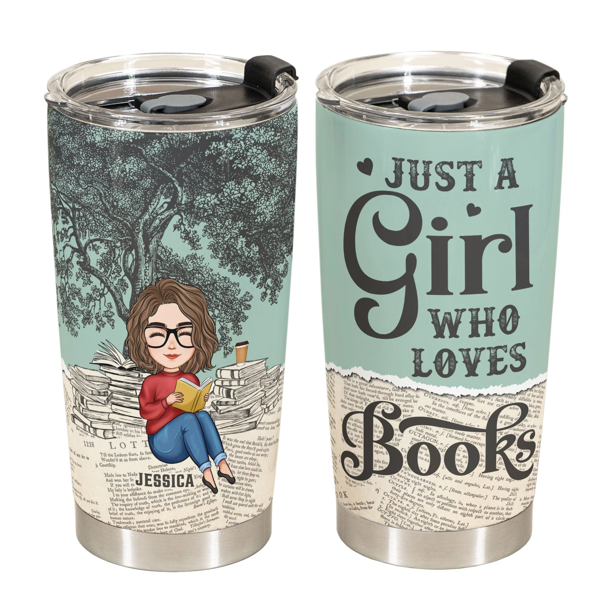 Just A Girl Who Loves Books - Personalized Tumbler Cup - Image 2