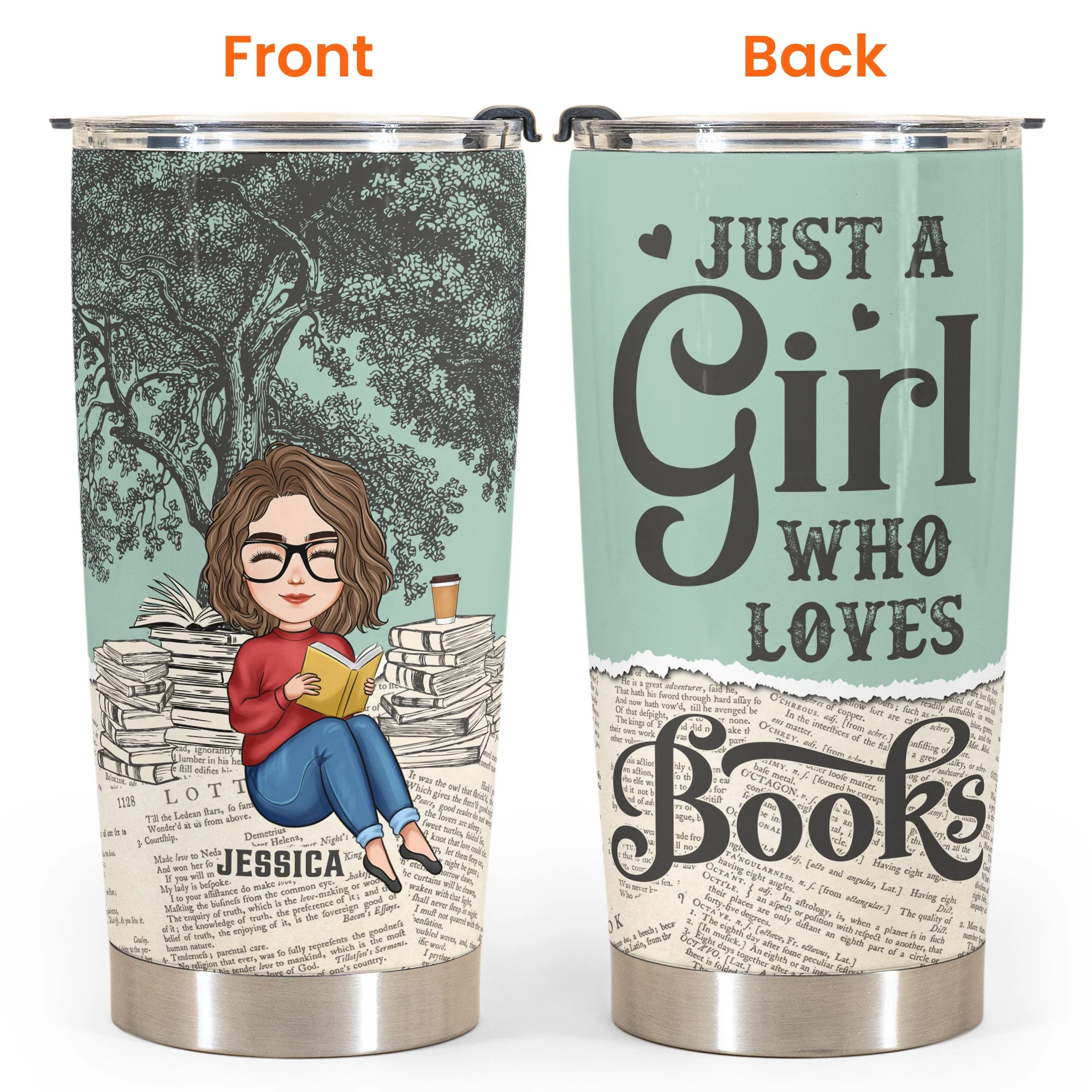 Just A Girl Who Loves Books - Personalized Tumbler Cup - Image 4