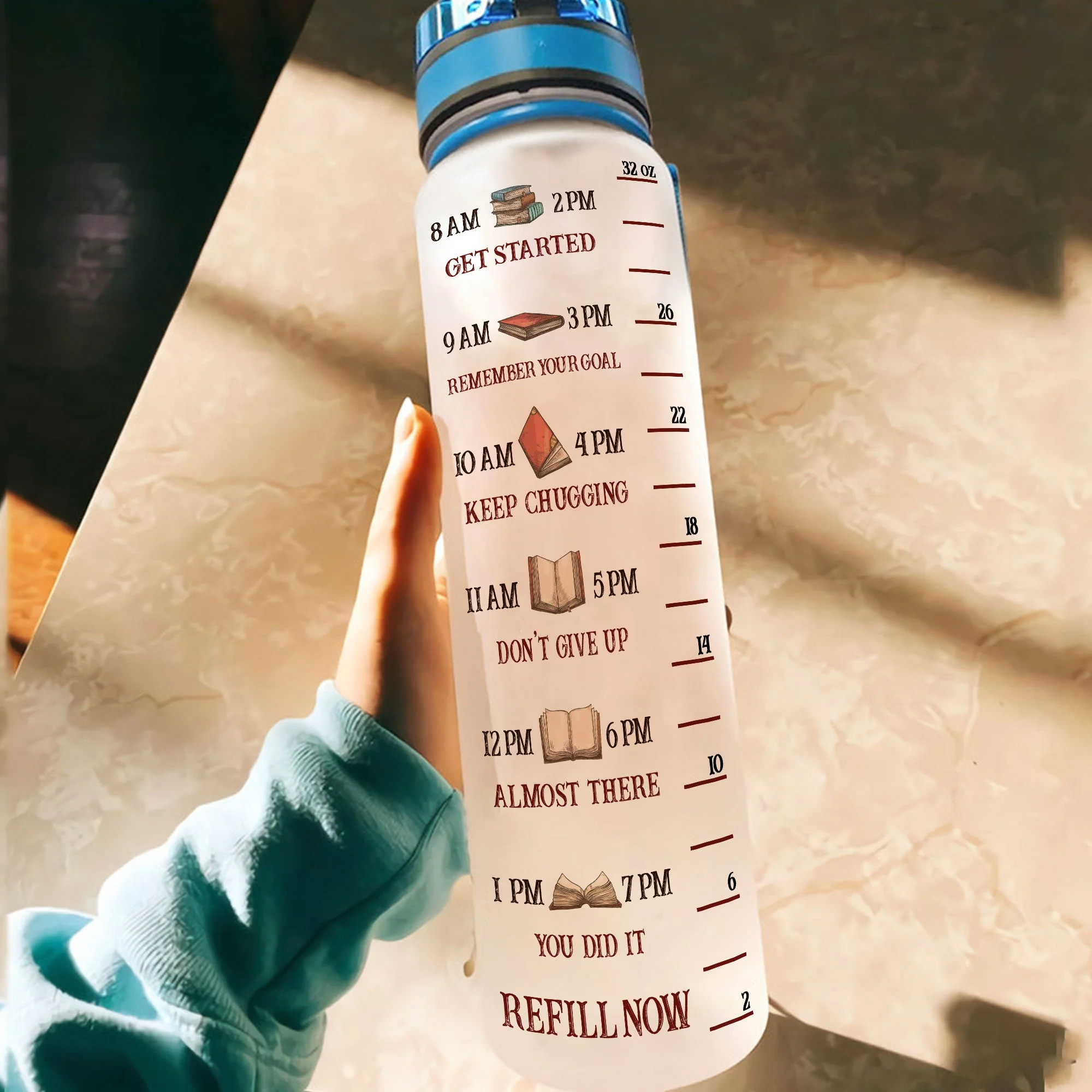 Just A Girl Who Loves Books - Personalized Water Bottle With Time Marker - Image 4