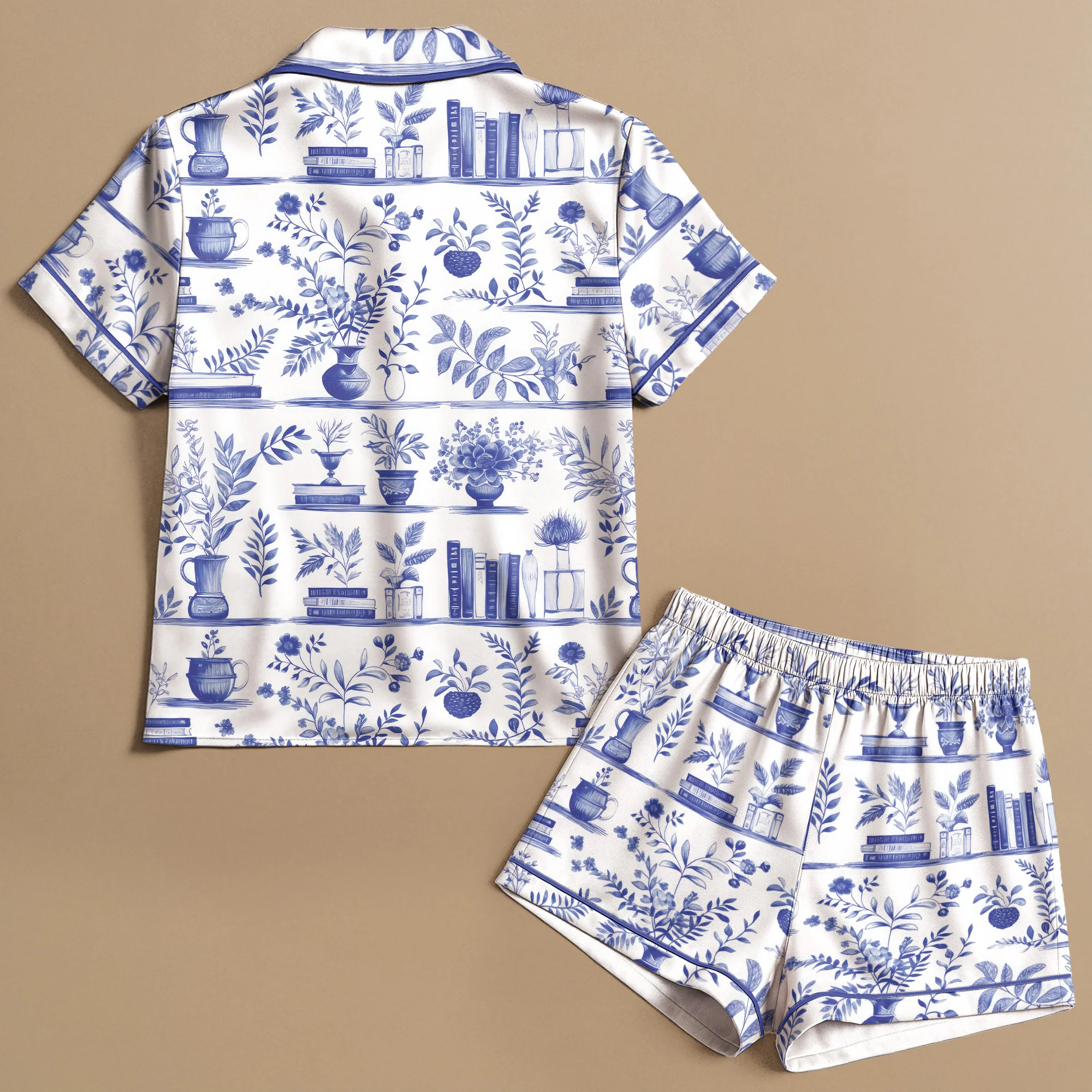Just A Girl Who Loves Books Toile De Jouy - Personalized Satin Pajama Set - Image 6