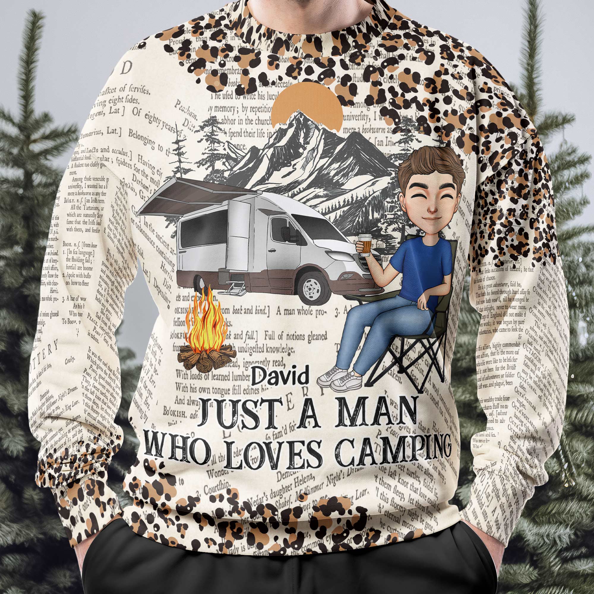 Just A Girl Who Loves Camping Leopard Pattern - Personalized 3D Printed Sweatshirt - Image 4