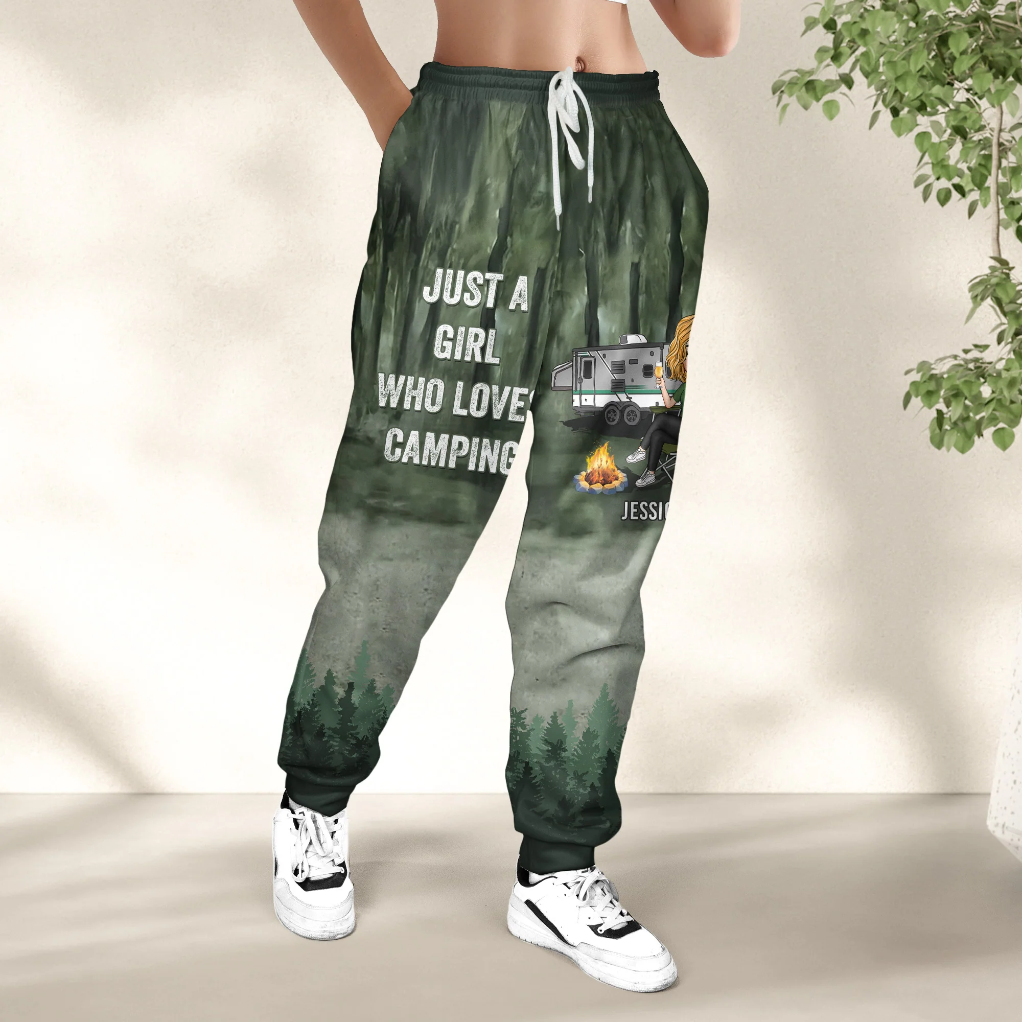 Just A Girl Who Loves Camping - Personalized Sweatpants - Image 3