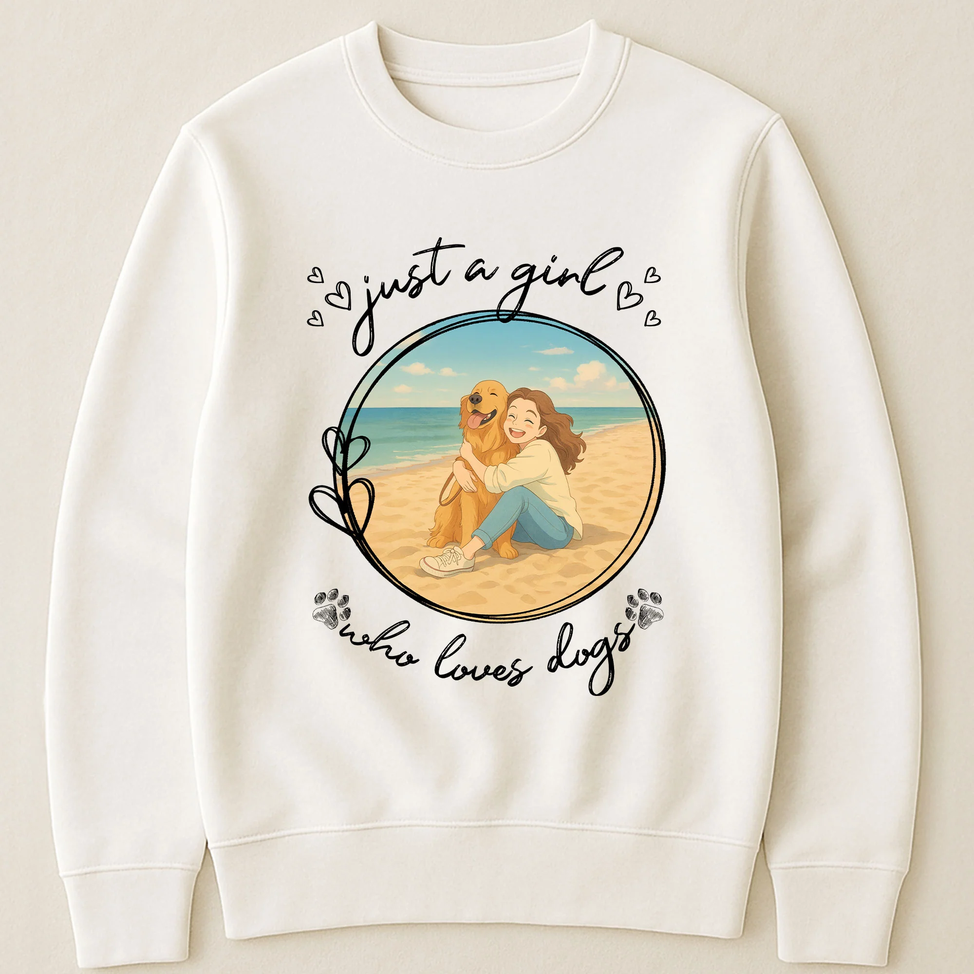 Just A Girl Who Loves Dogs Cartoon Version - Personalized Photo Shirt - Image 4