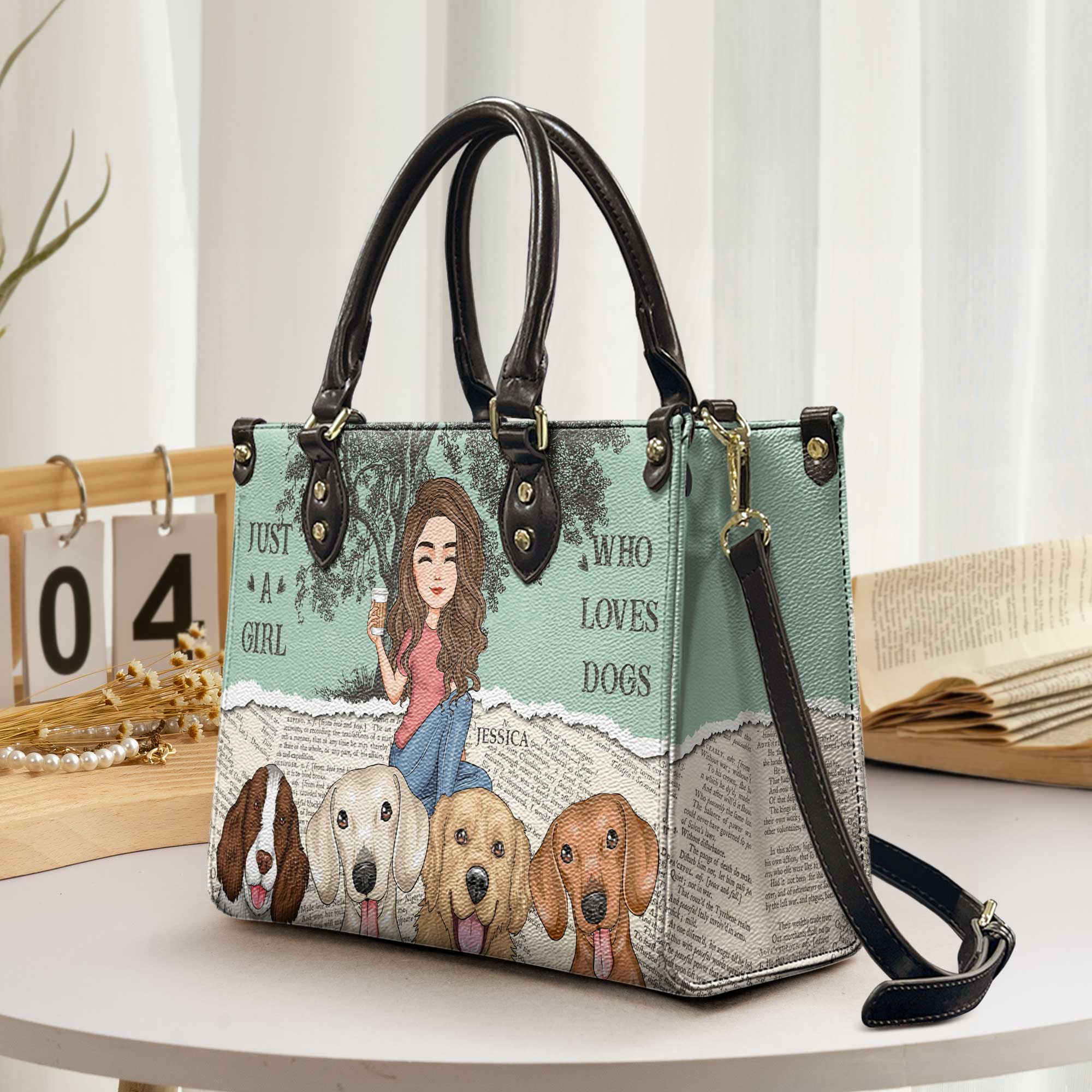 Just A Girl Who Loves Dogs - Personalized Leather Bag - Image 2