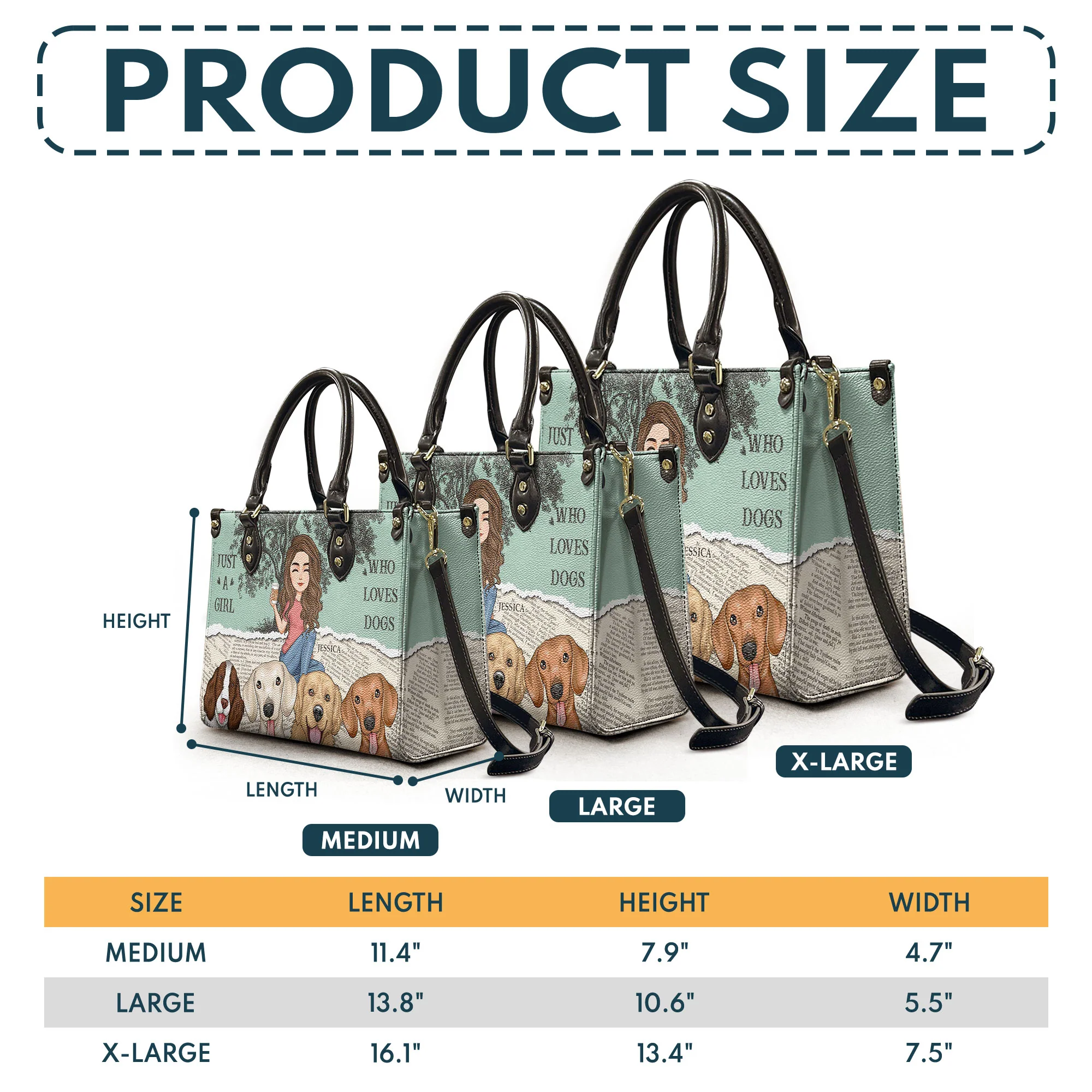 Just A Girl Who Loves Dogs - Personalized Leather Bag - Image 5