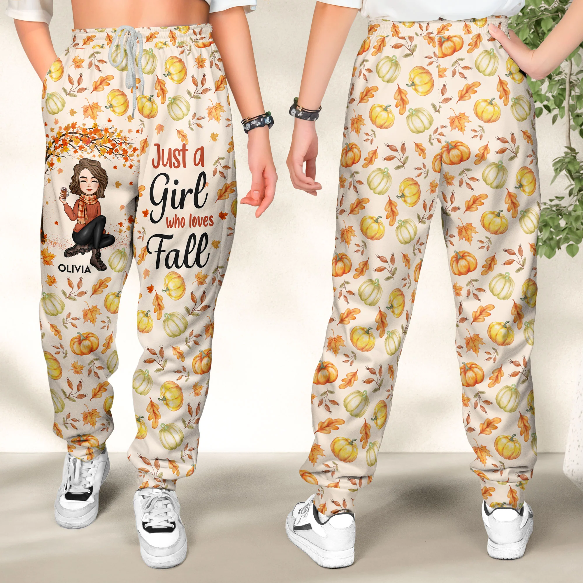 Just A Girl Who Loves Fall - Personalized Sweatpants - Image 2