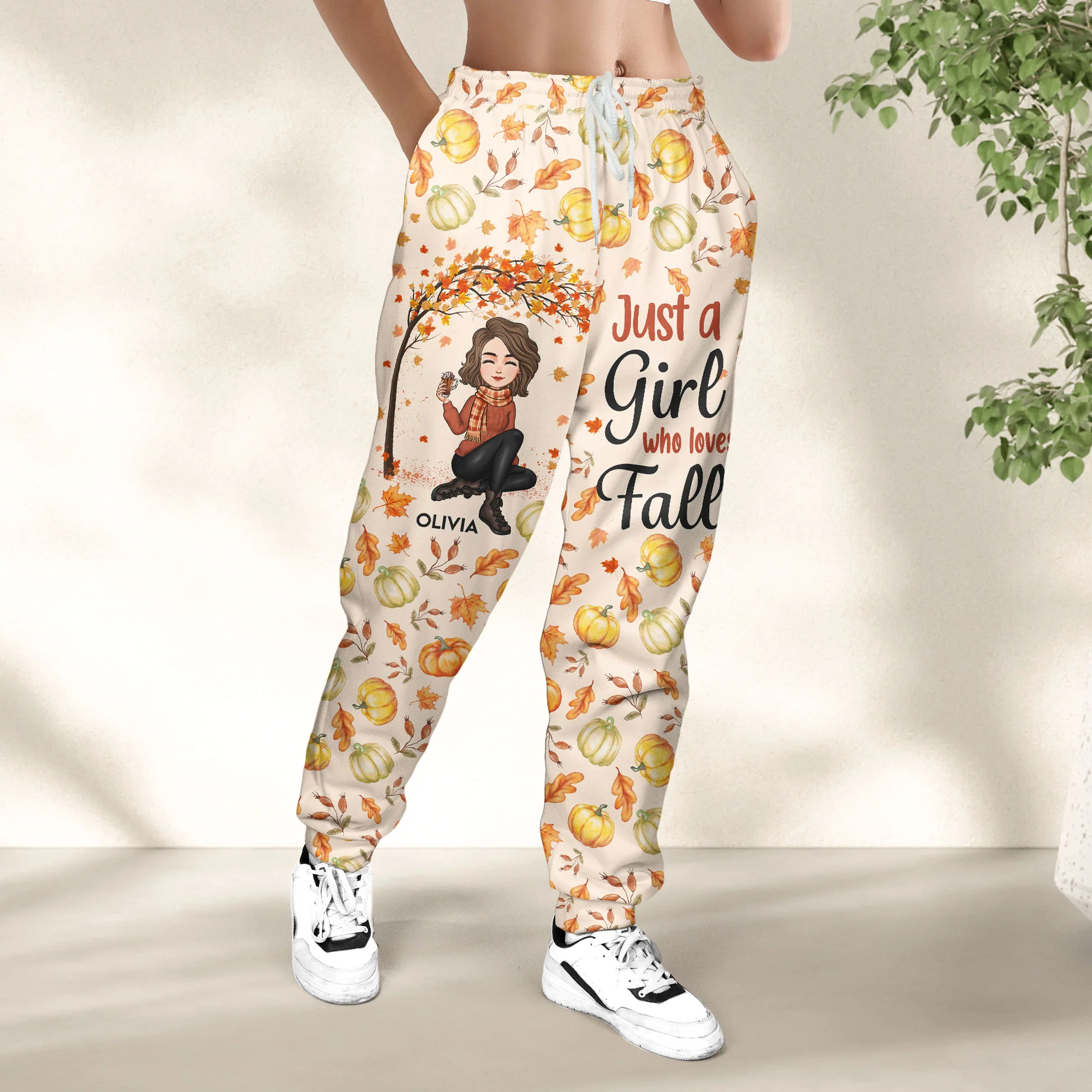 Just A Girl Who Loves Fall - Personalized Sweatpants - Image 4