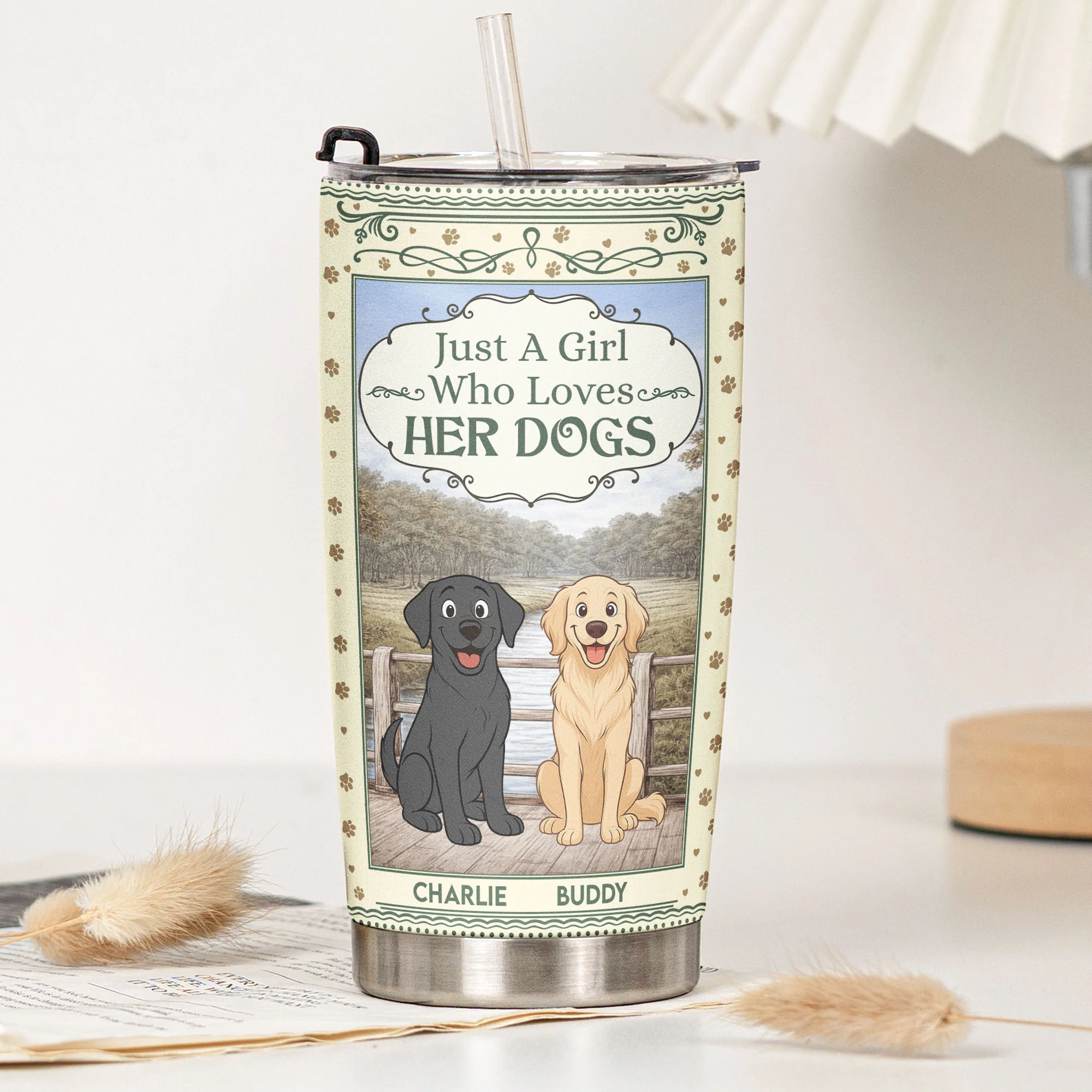 Just A Girl Who Loves Her Dog - Personalized Tumbler - Image 4