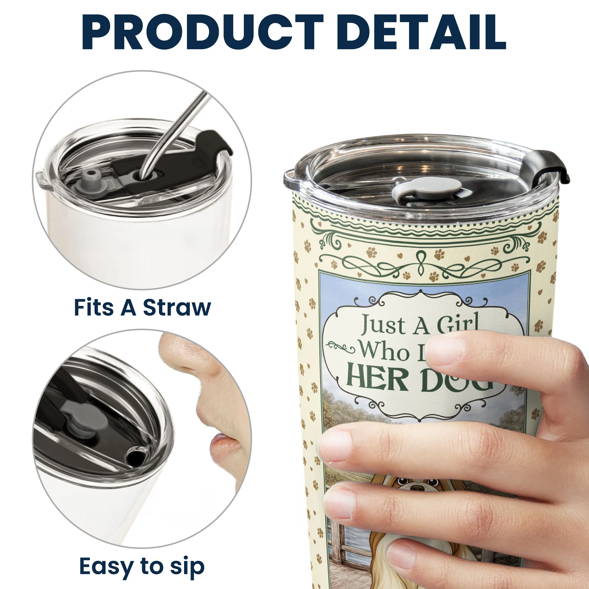 Just A Girl Who Loves Her Dog - Personalized Tumbler - Image 6