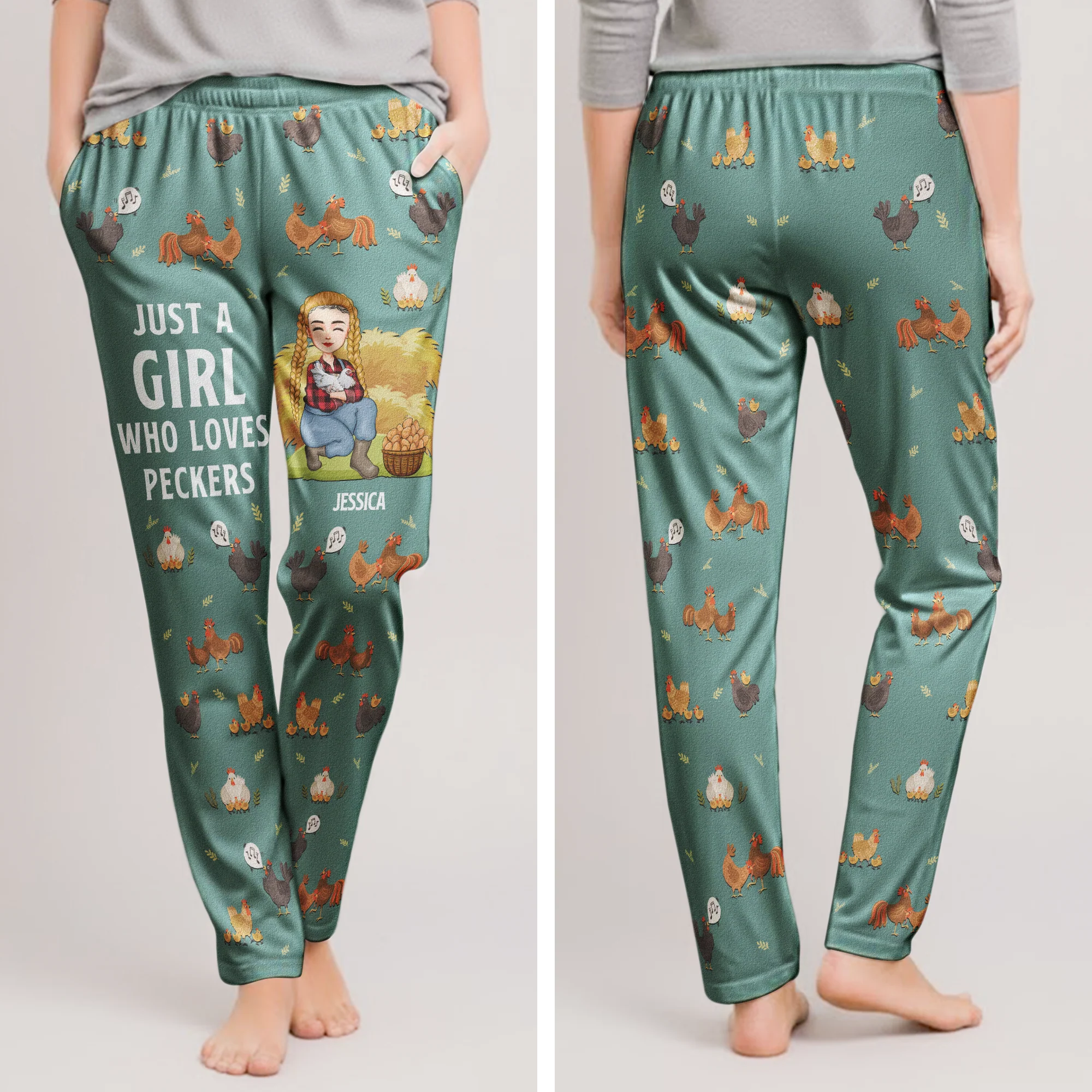 Just A Girl Who Loves Peckers - Personalized Lounge Pants - Image 3