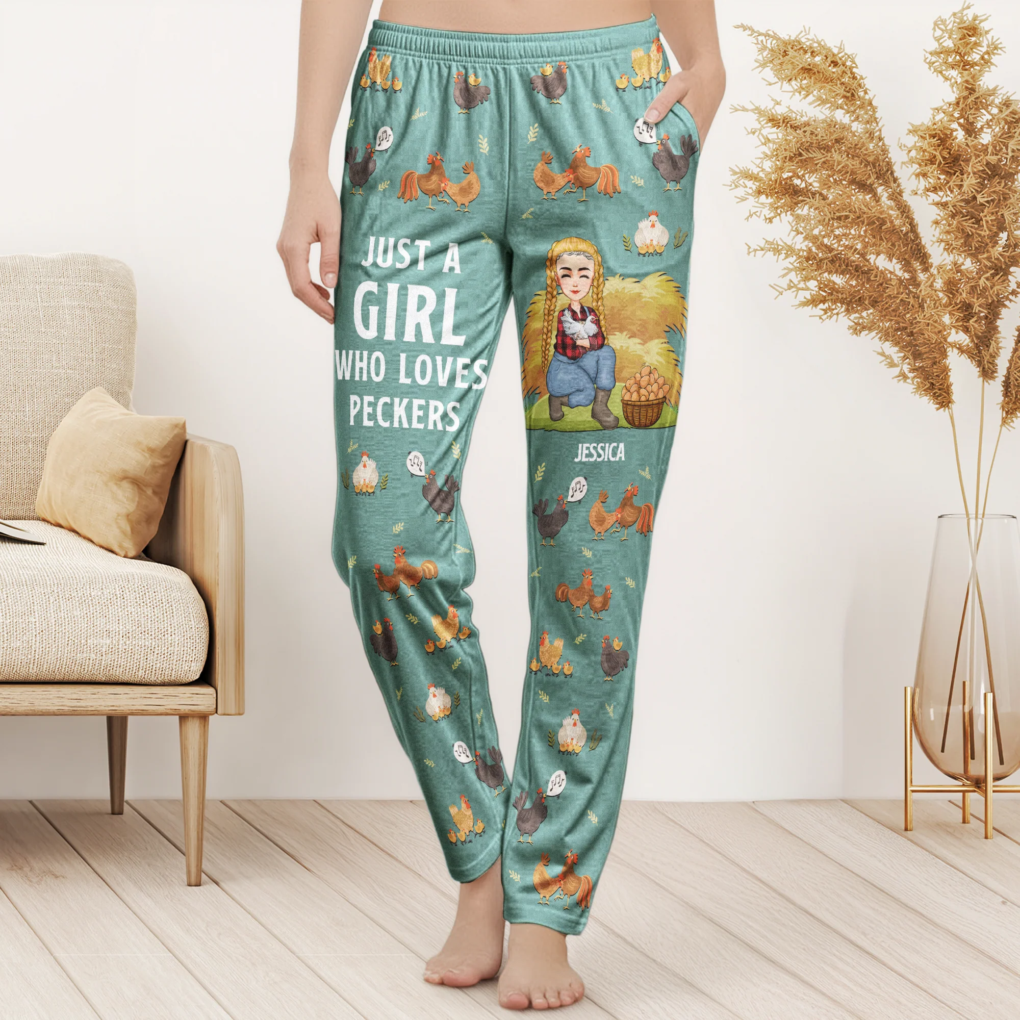 Just A Girl Who Loves Peckers - Personalized Lounge Pants - Image 4