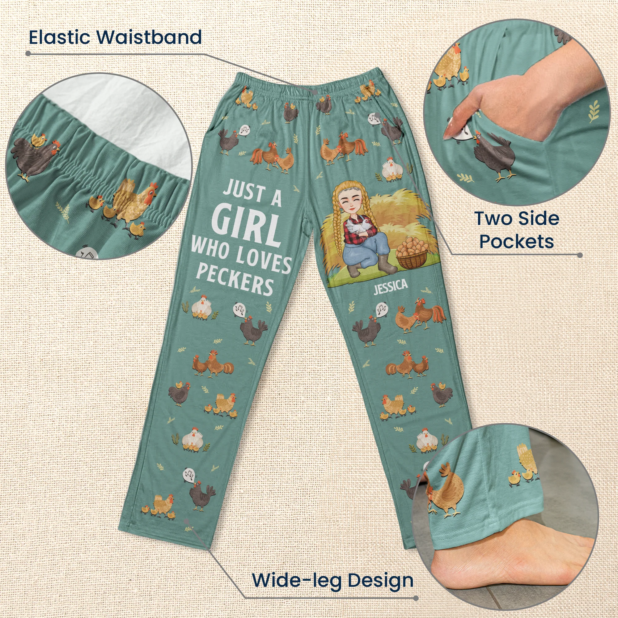 Just A Girl Who Loves Peckers - Personalized Lounge Pants - Image 5