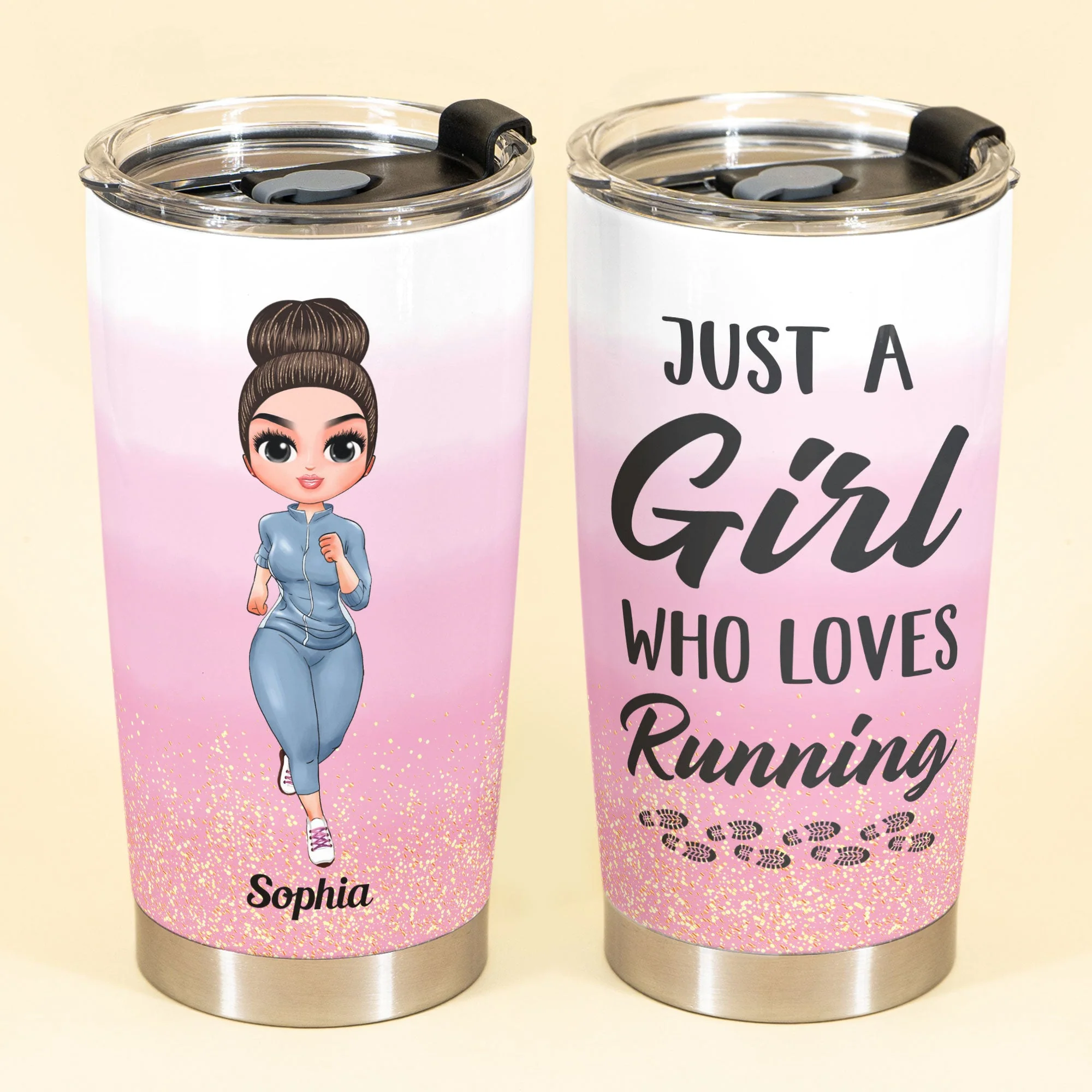 Just A Girl Who Loves Running - Personalized Tumbler Cup - Birthday Gift For Runner, Jogging Girl, Jogging Woman - Image 2