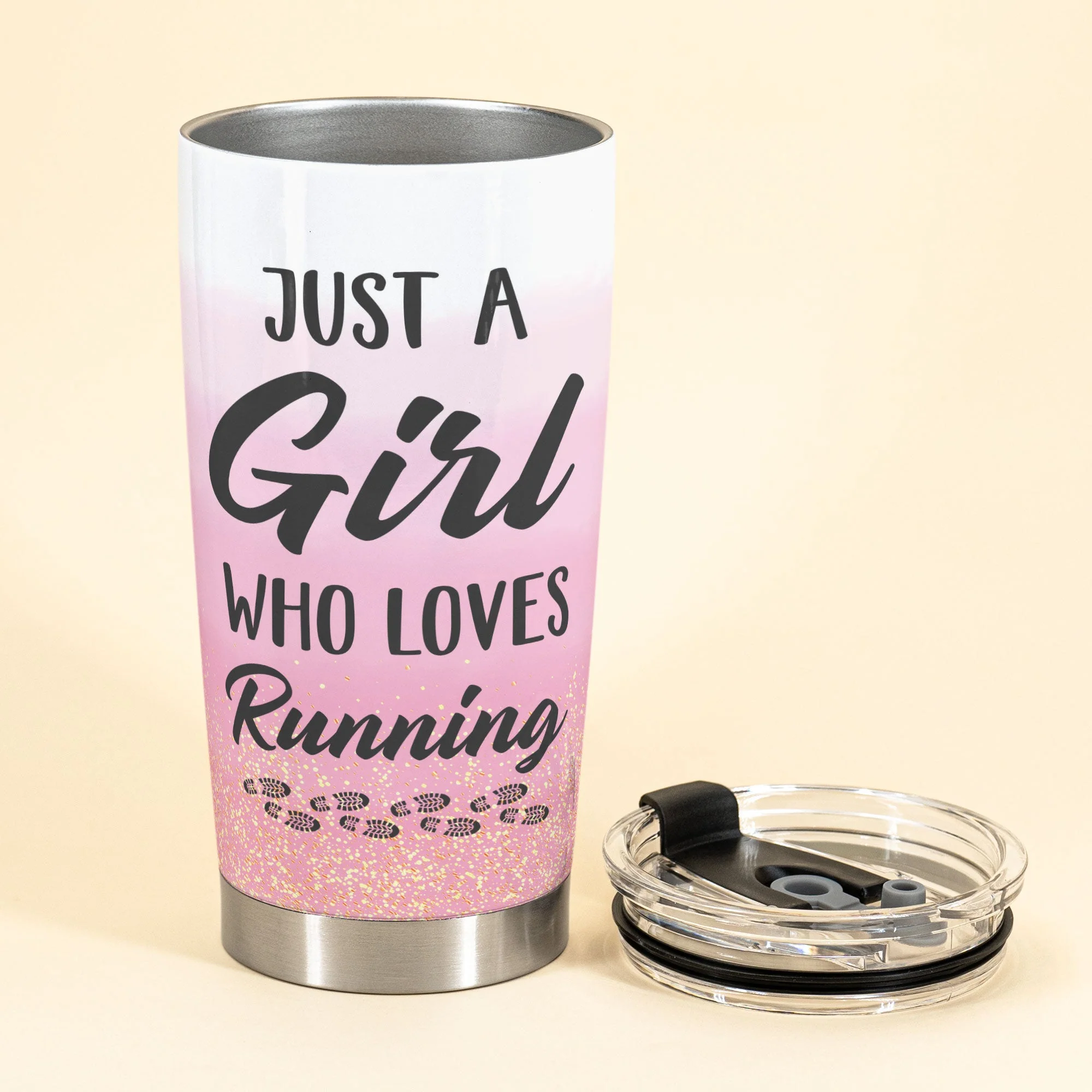 Just A Girl Who Loves Running - Personalized Tumbler Cup - Birthday Gift For Runner, Jogging Girl, Jogging Woman - Image 3