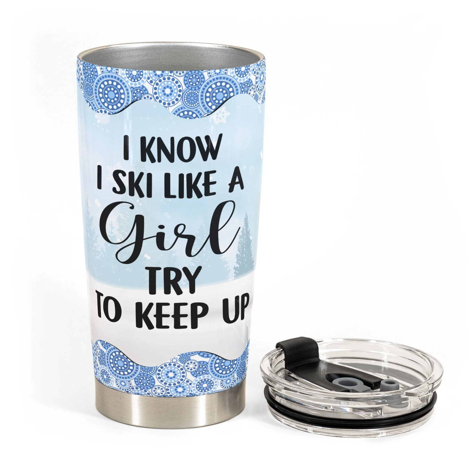 Just A Girl Who Loves Skiing - Personalized Tumbler Cup - Gift For Skiing Lovers - Image 3