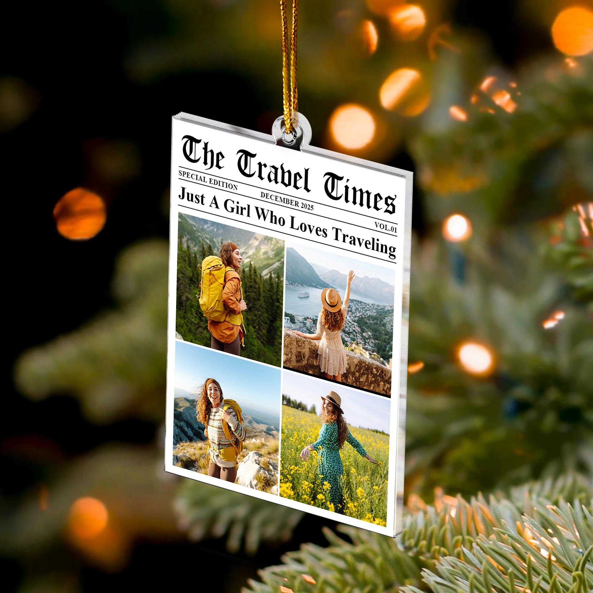 Just A Girl Who Loves Traveling - Personalized Acrylic Photo Ornament - Image 4