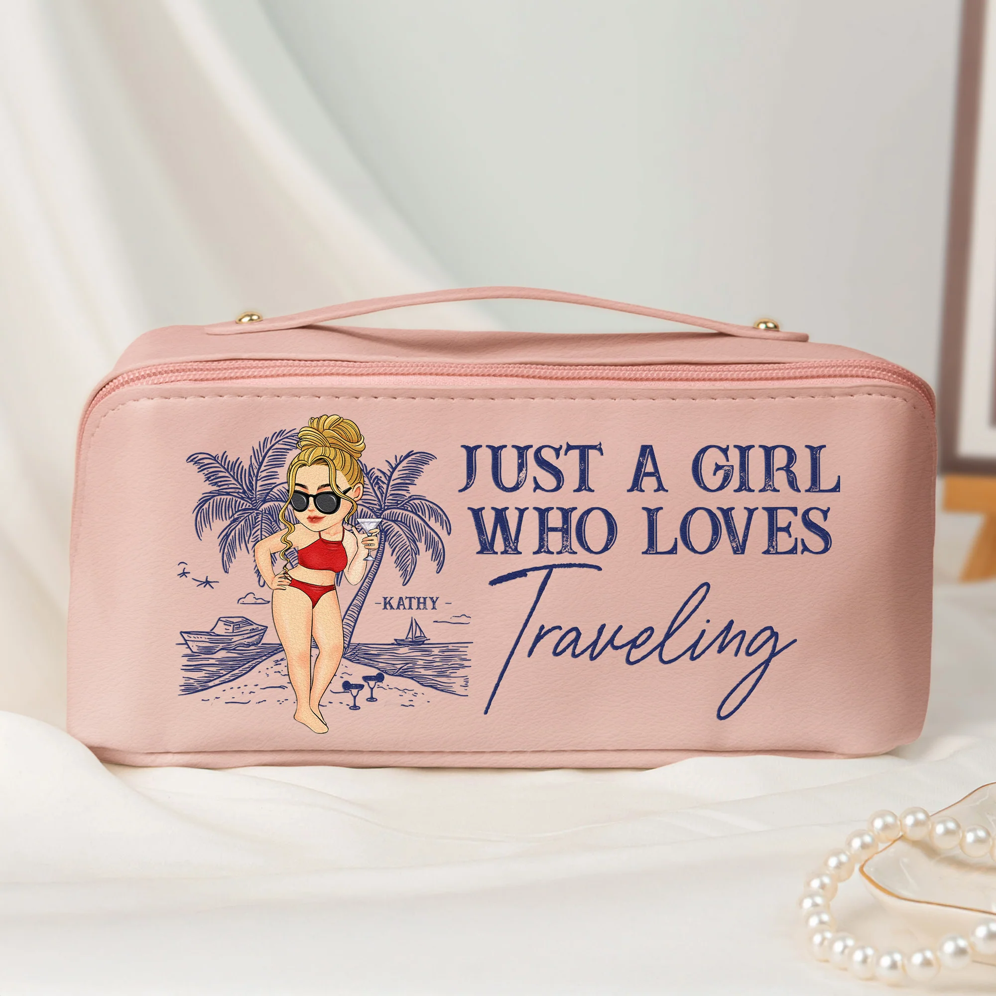 Just A Girl Who Loves Traveling - Personalized Makeup Bag - Image 2