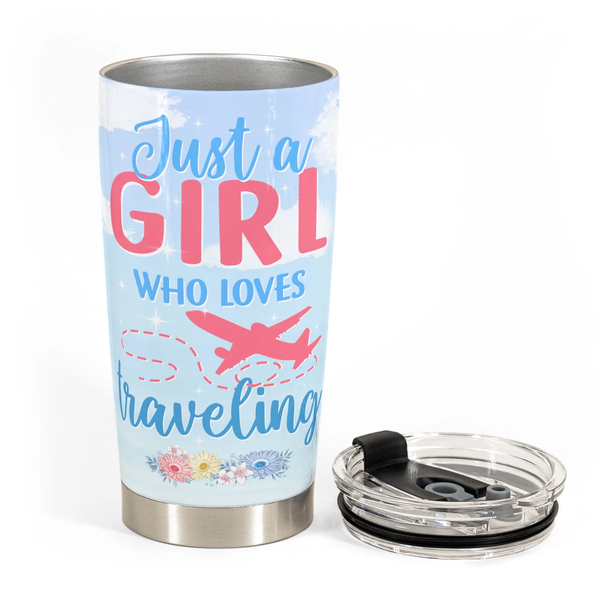Just A Girl Who Loves Traveling Ver 2 - Personalized Tumbler Cup - Birthday Gift For Travel Girls, Travelers, Wanderlust - Image 3