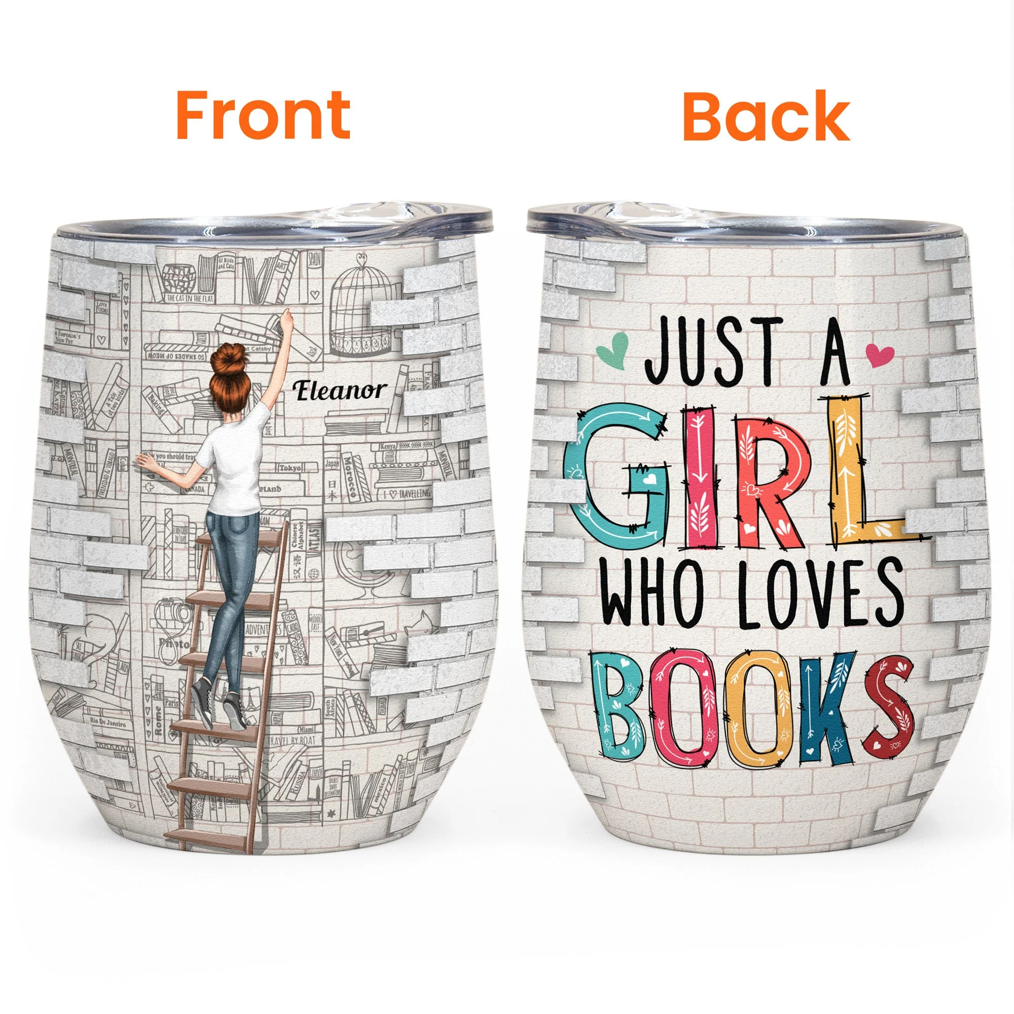 Just A Girl Who Really Loves Books - Personalized Wine Tumbler - Birthday Gifts For Women, Book Lovers - Image 3
