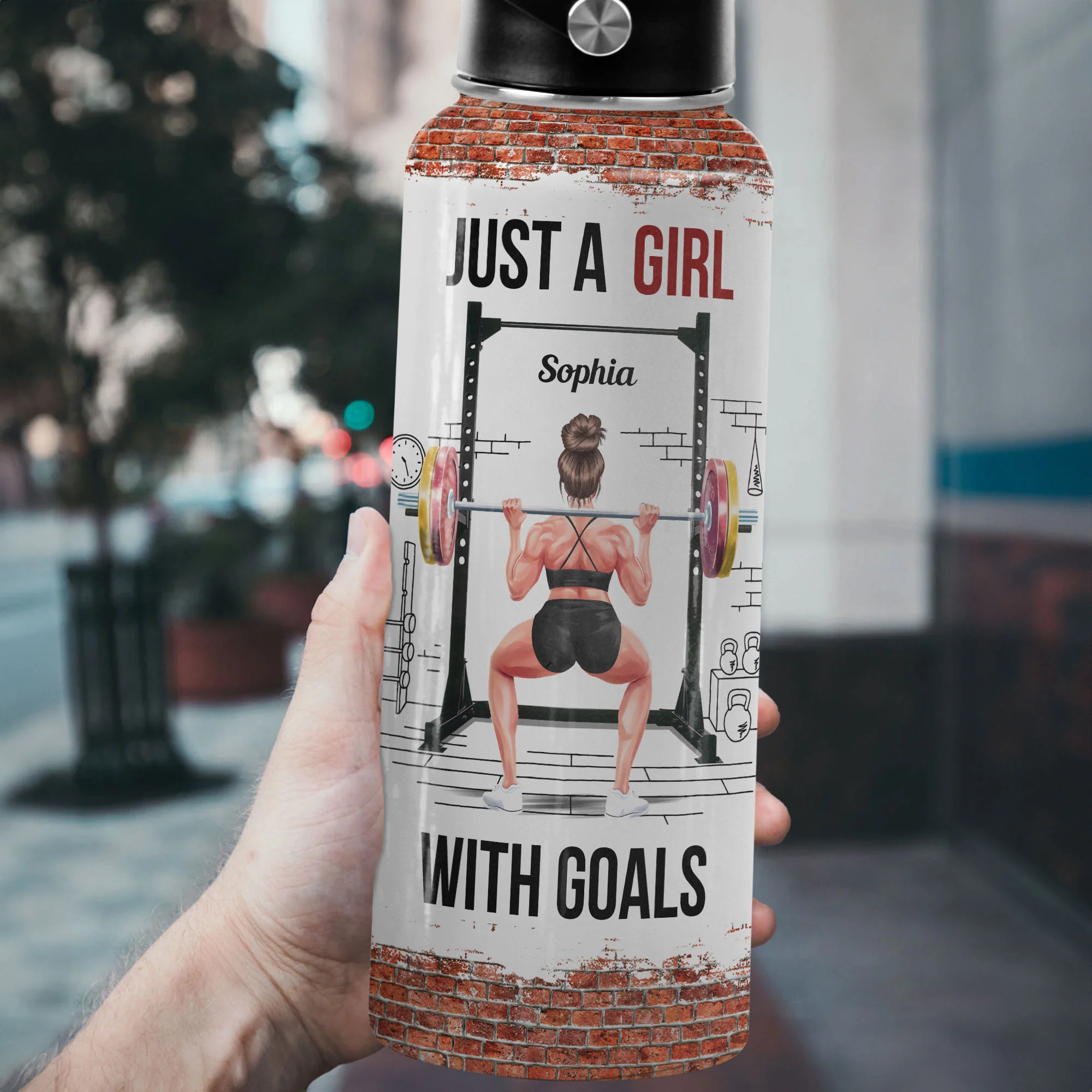 Just A Girl With Goals - Personalized Stainless Steel Water Bottle - Image 2