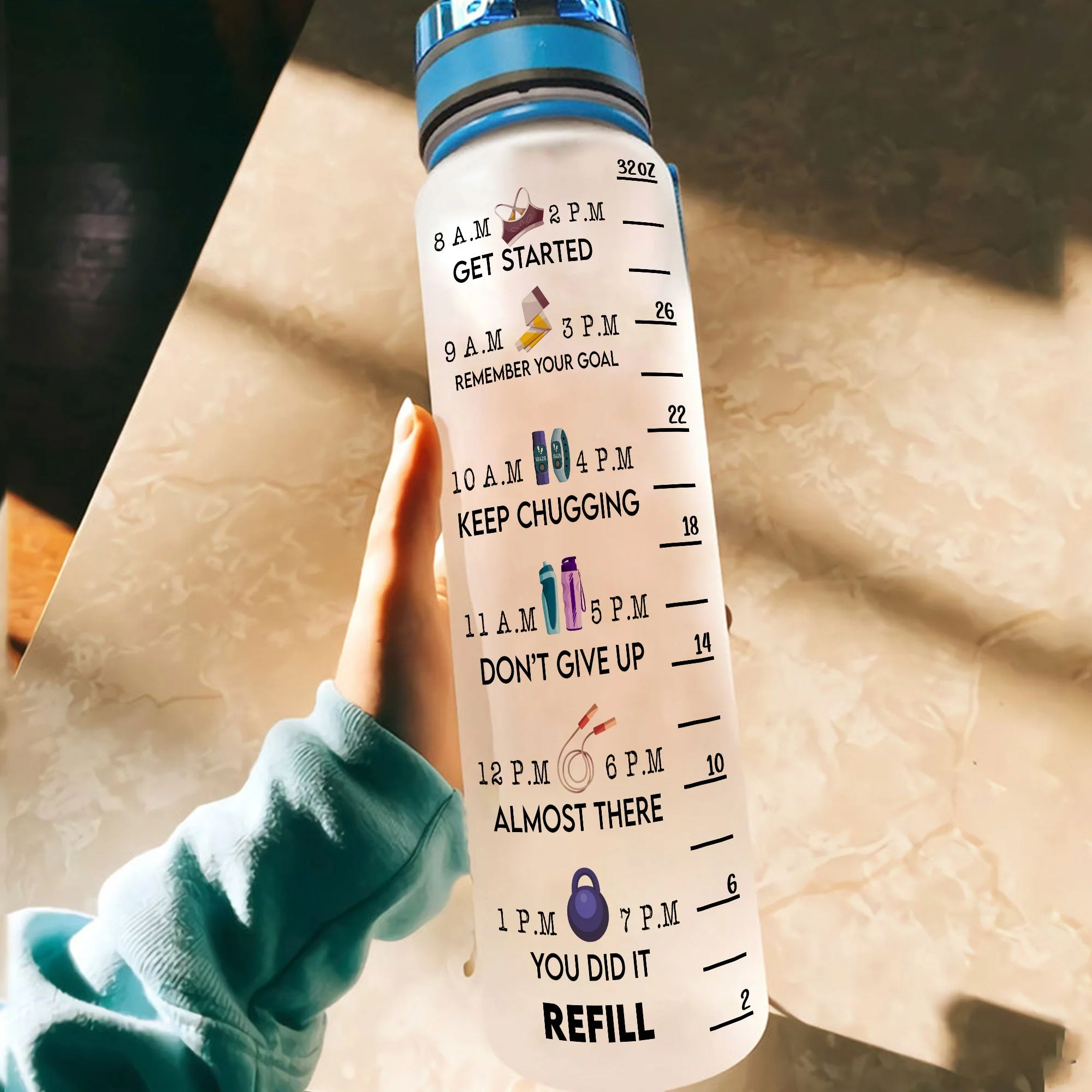 Just A Girl With Goals  - Personalized Water Bottle With Time Marker - Birthday, Motivation Gift For Her, Gymer, Fitness Lover - Image 4