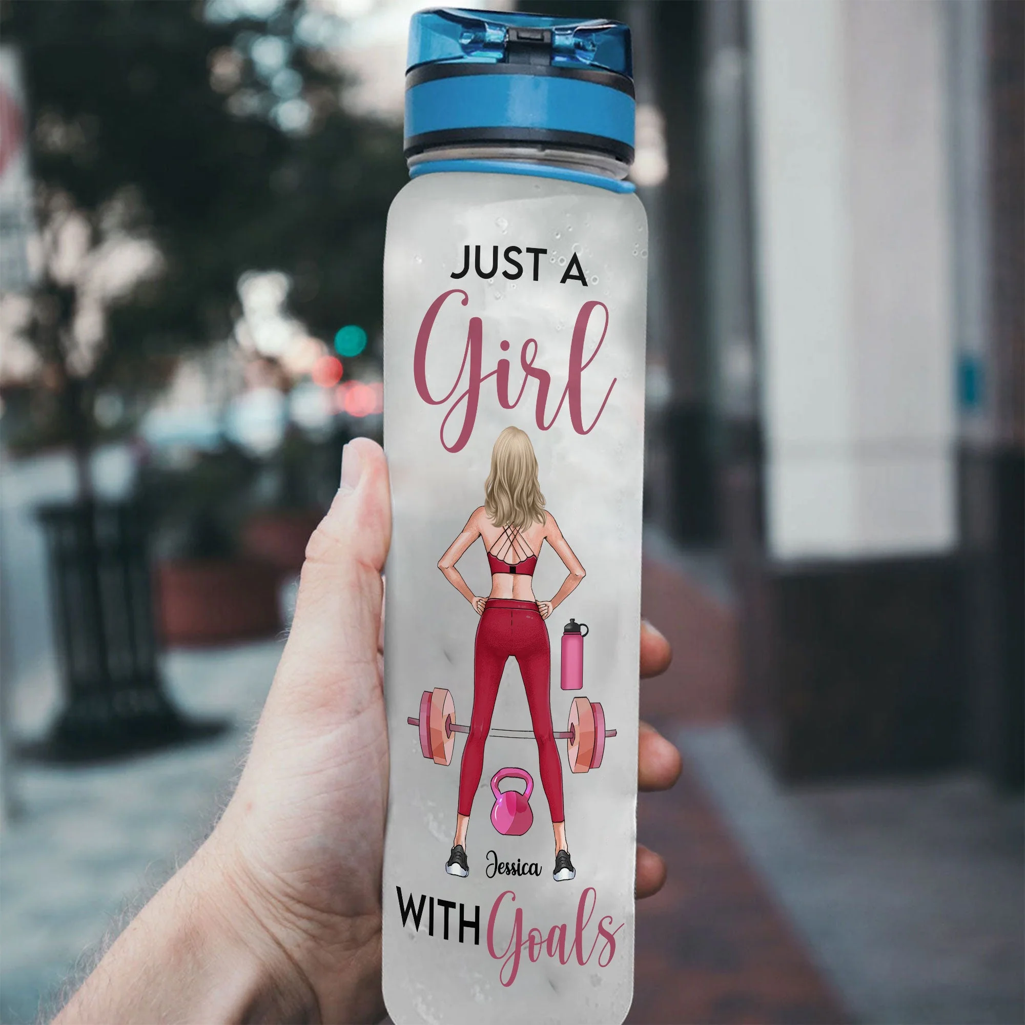 Just A Girl With Goals - Personalized Water Tracker Bottle - Image 3