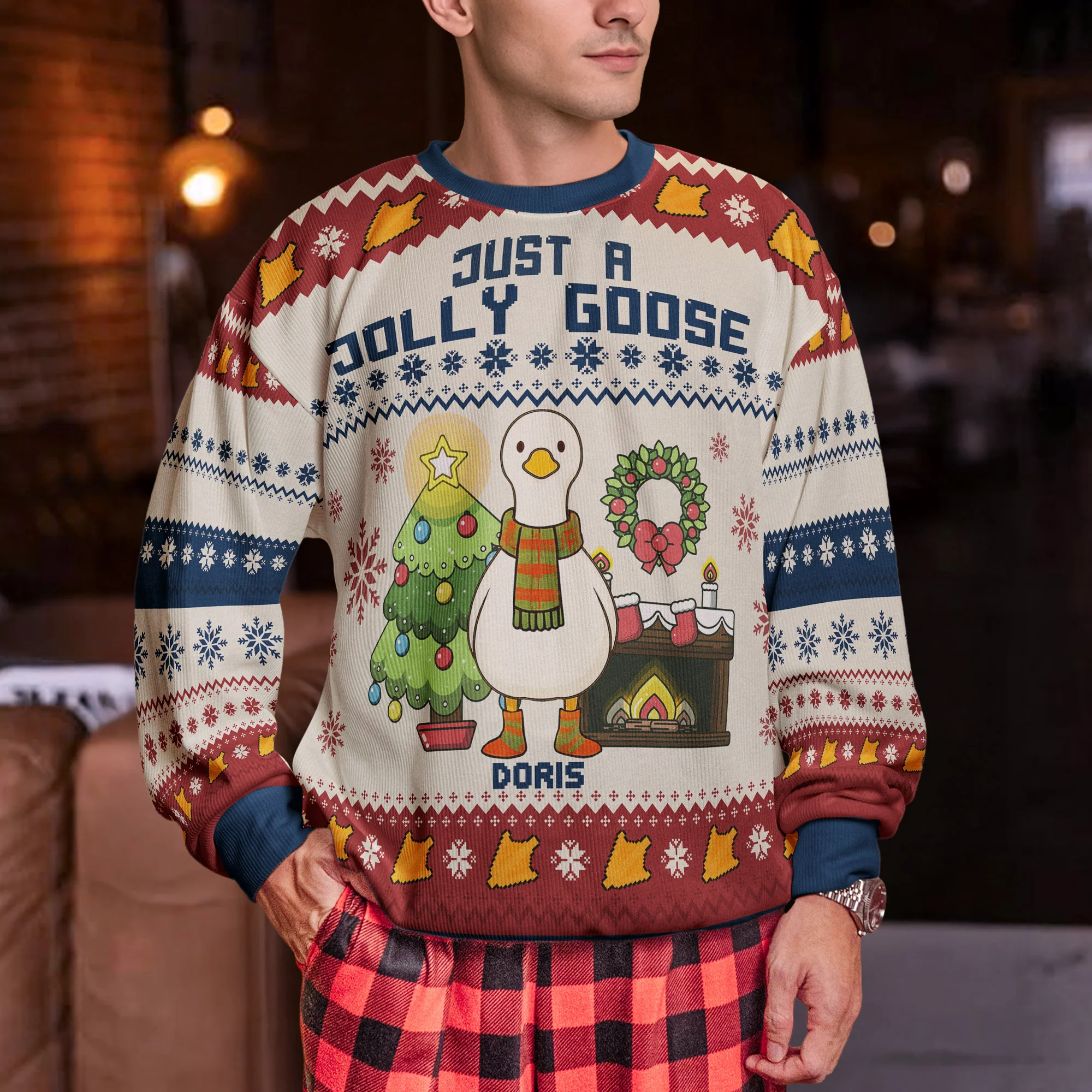 Just A Jolly Goose - Personalized Ugly Sweater - Image 3