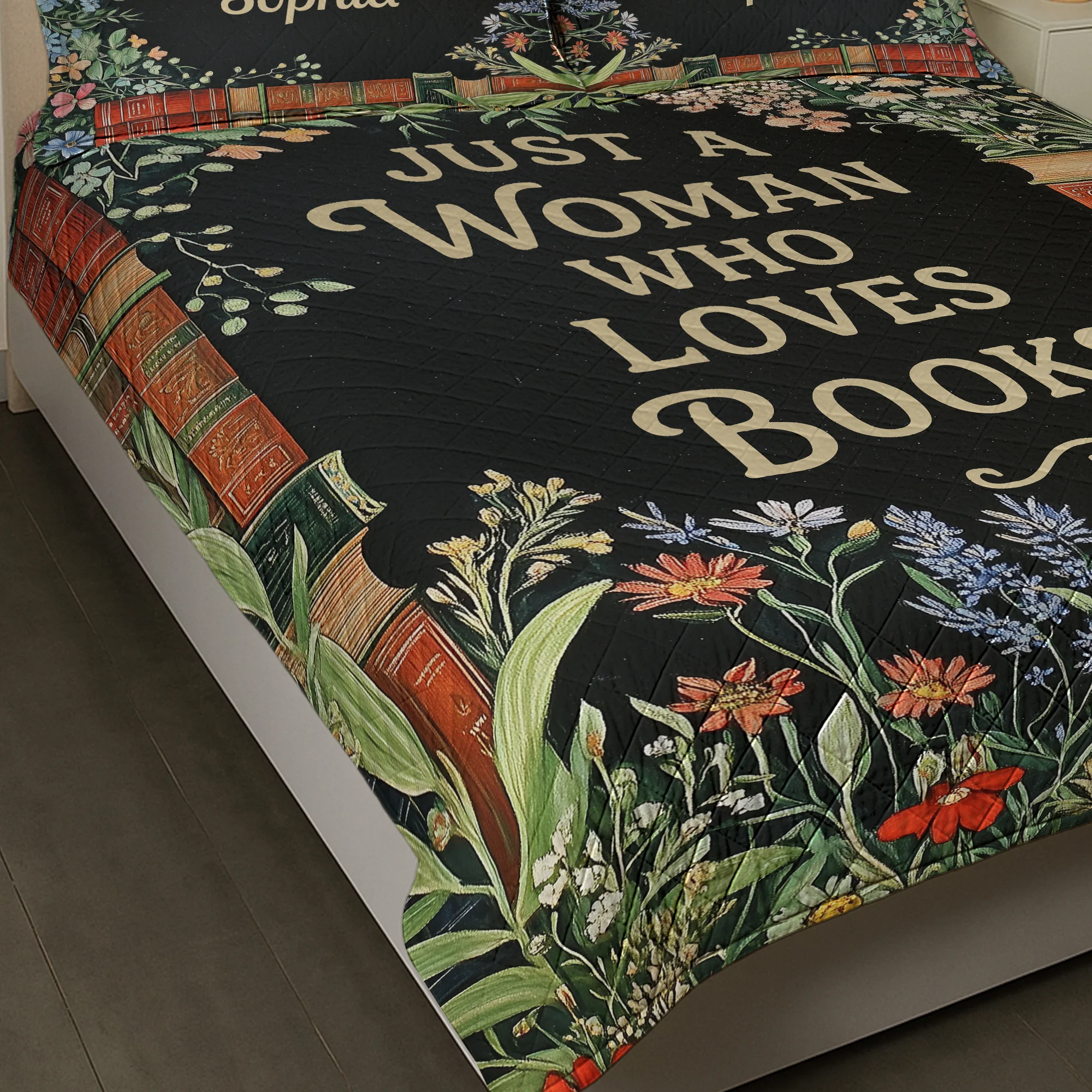 Just A Woman Who Loves Books - Book Lovers Bedding Decor - Custom Quilt Set - Image 5