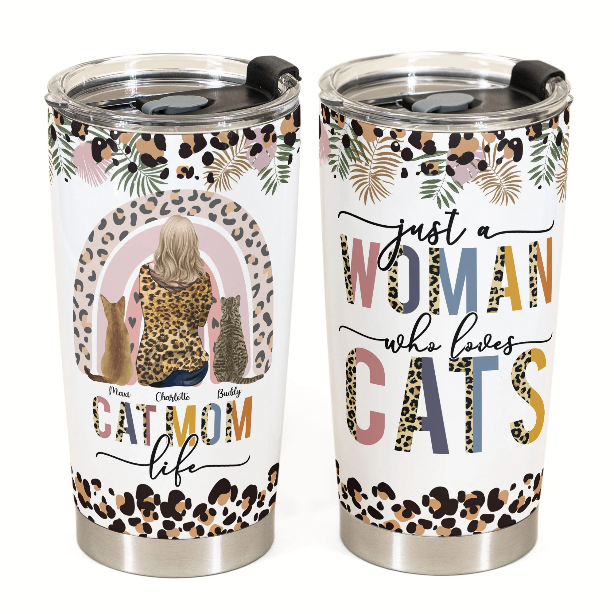 Just A Woman Who Loves Cats - Personalized Tumbler Cup - Birthday Gift For Cat Mom, Cat Lover - Image 2