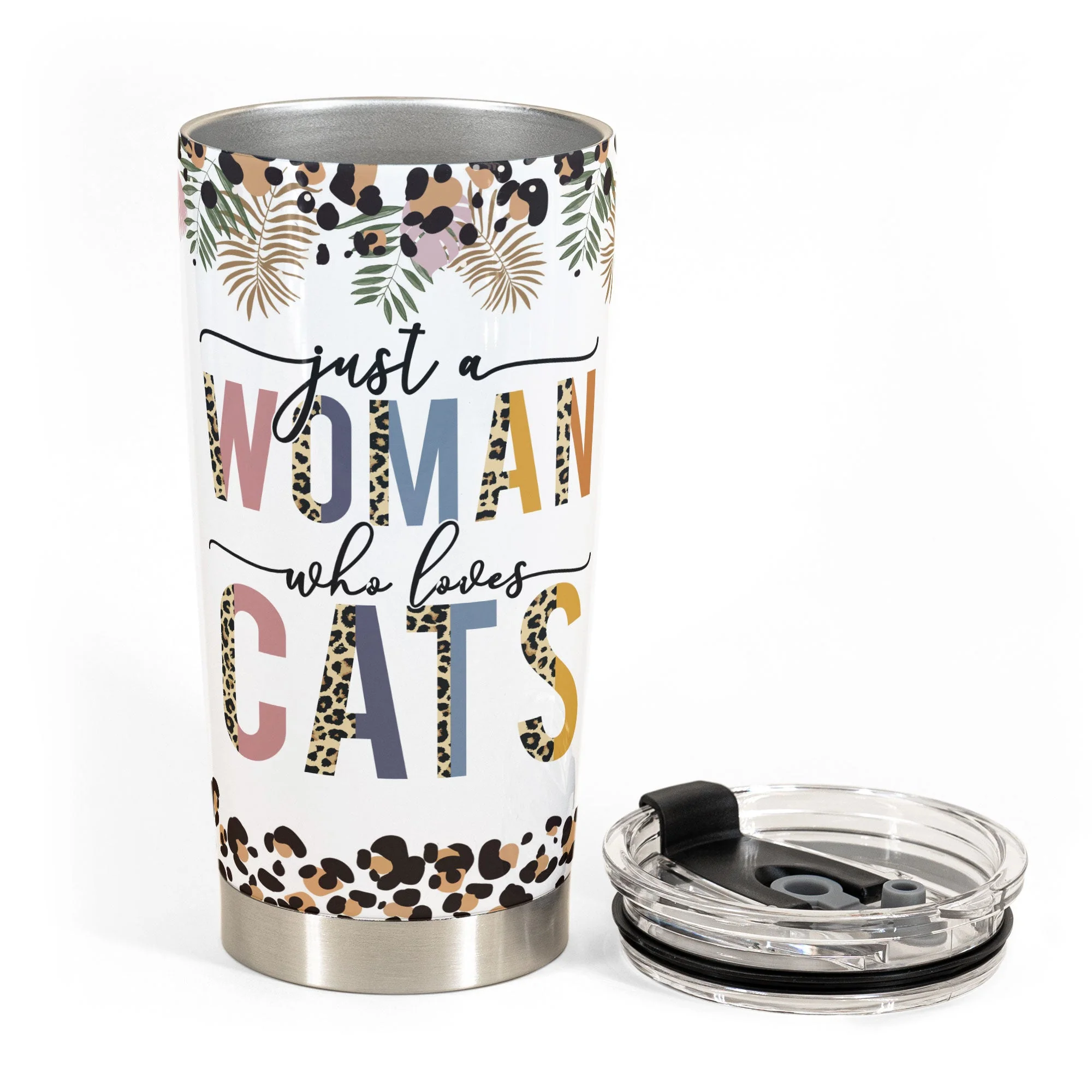 Just A Woman Who Loves Cats - Personalized Tumbler Cup - Birthday Gift For Cat Mom, Cat Lover - Image 3