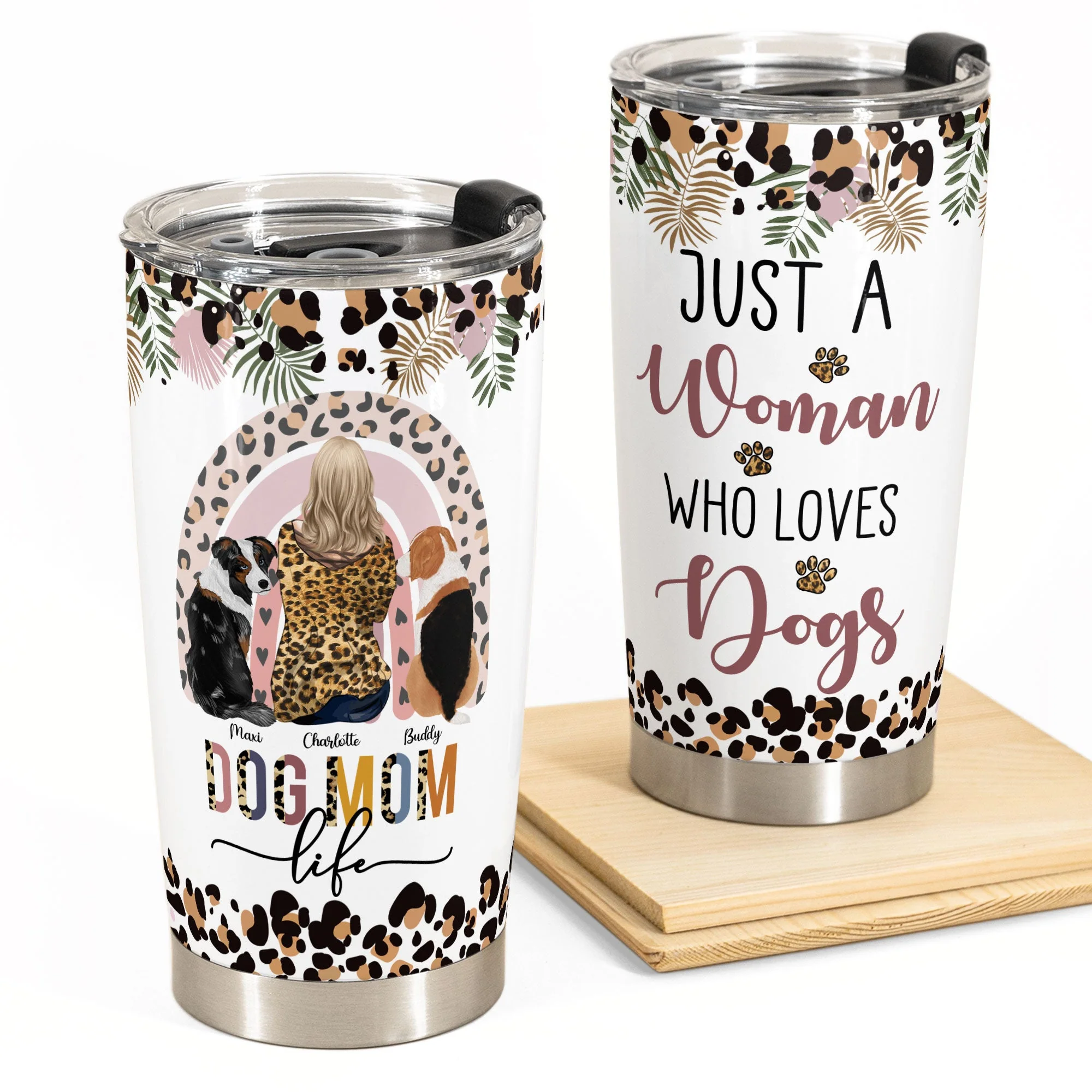 Just A Woman Who Loves Dogs - Personalized Tumbler Cup - Birthday Gift For Dog Mom, Dog Lover