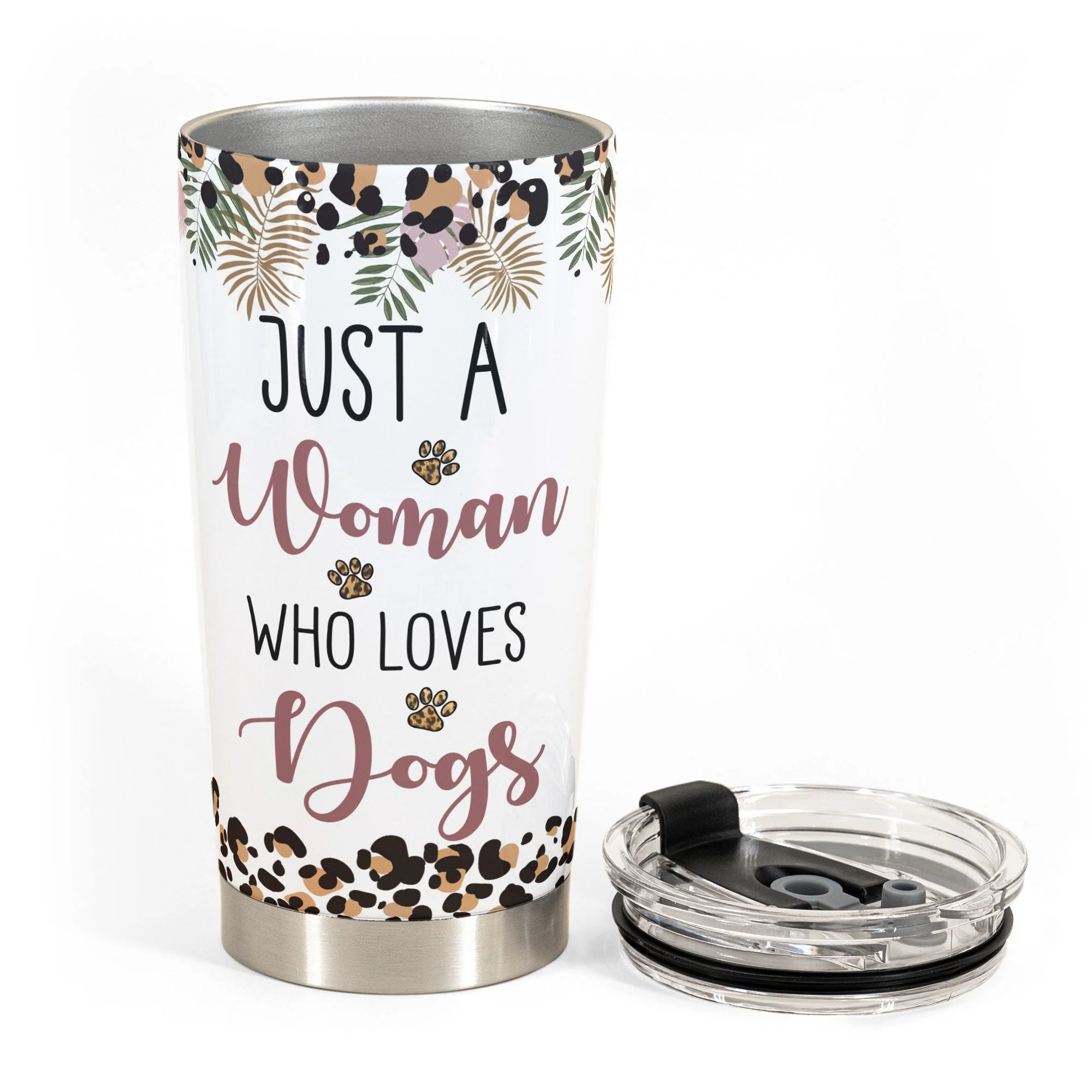 Just A Woman Who Loves Dogs - Personalized Tumbler Cup - Birthday Gift For Dog Mom, Dog Lover - Image 3