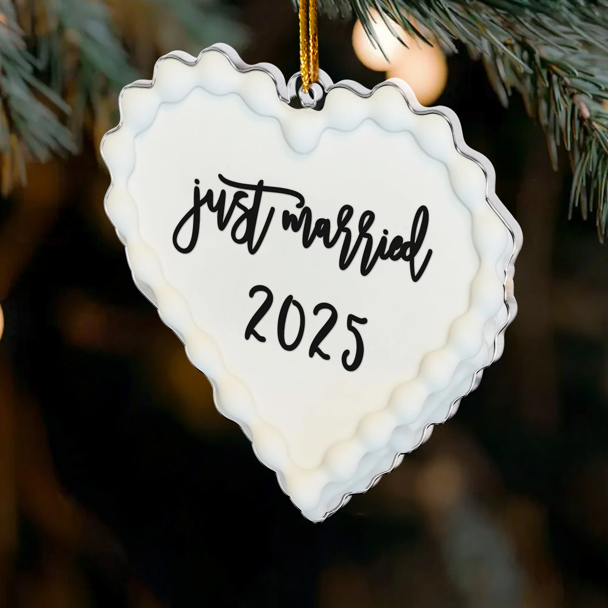 Just Married Our First Christmas - Acrylic Ornament - Image 3