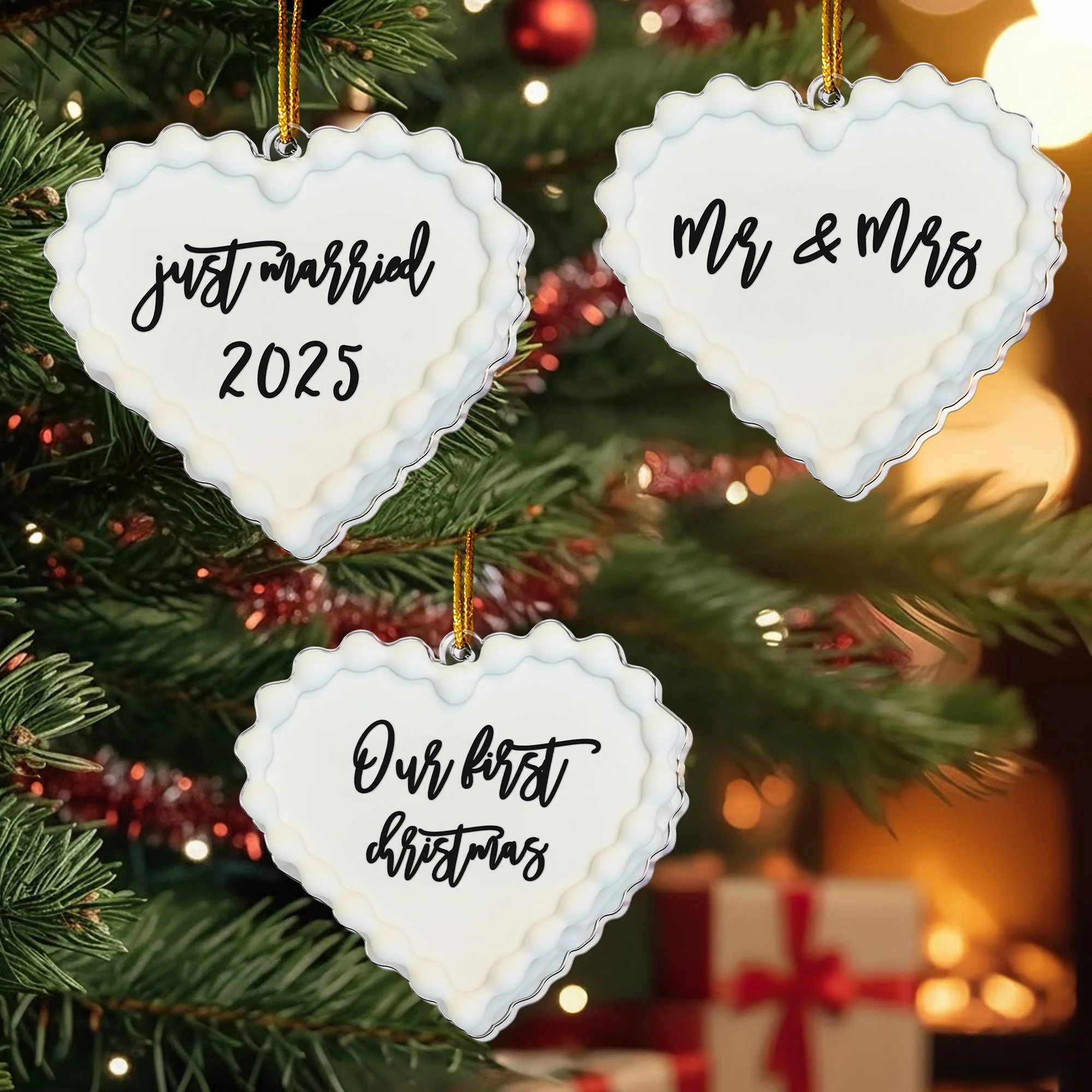 Just Married Our First Christmas - Acrylic Ornament - Image 5