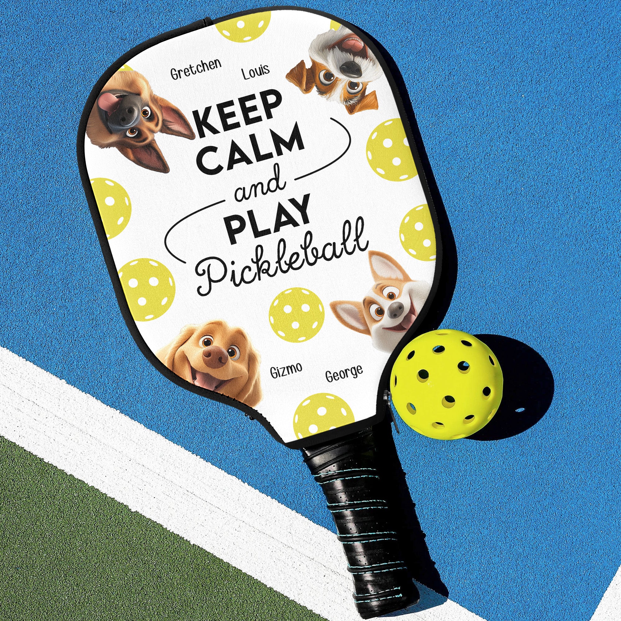 Keep Calm And Play Pickleball - Custom Pickleball Paddle Cover - Image 3