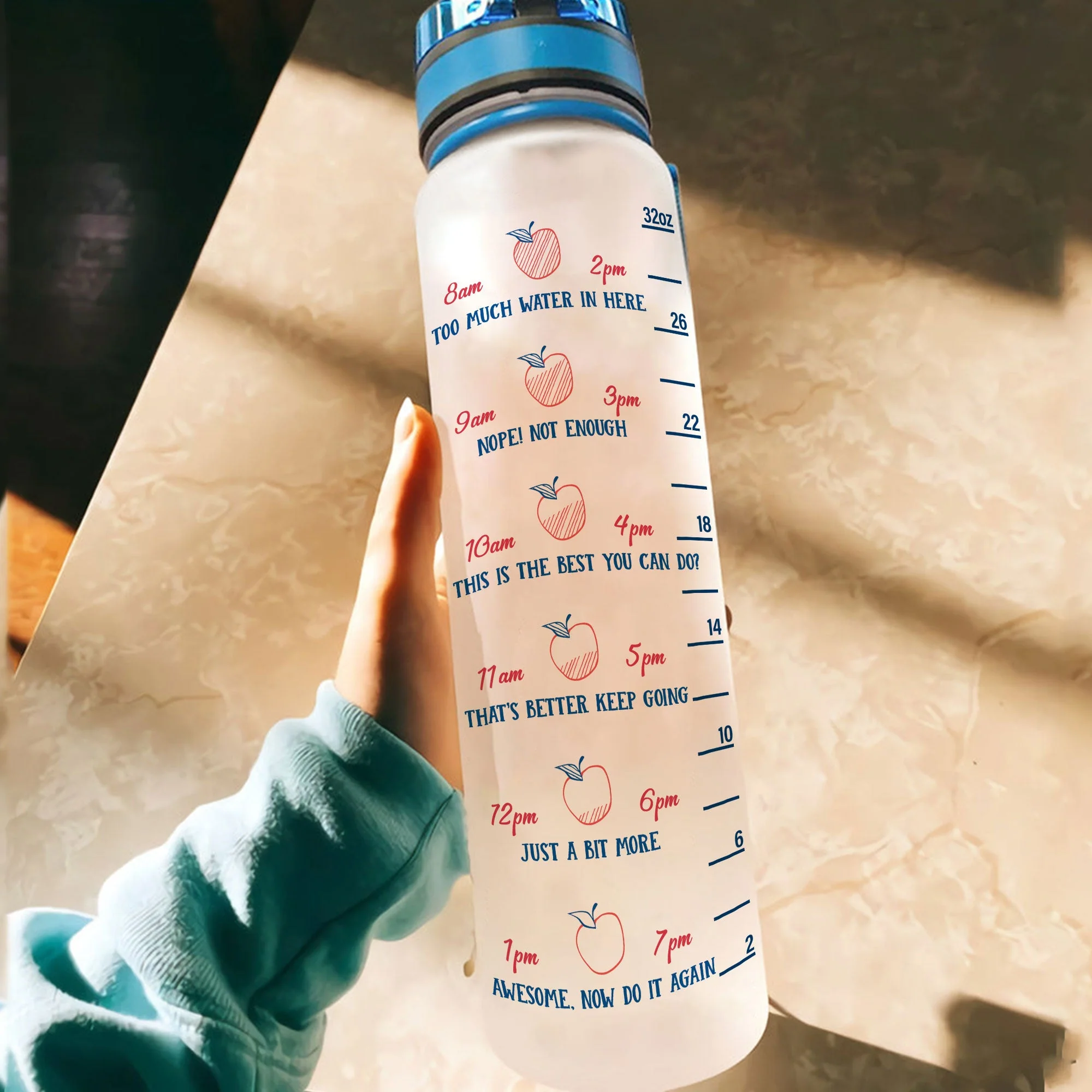Keep Calm & Teach On - Personalized Water Tracker Bottle - Birthday, Funny Gift For Teacher - Image 4