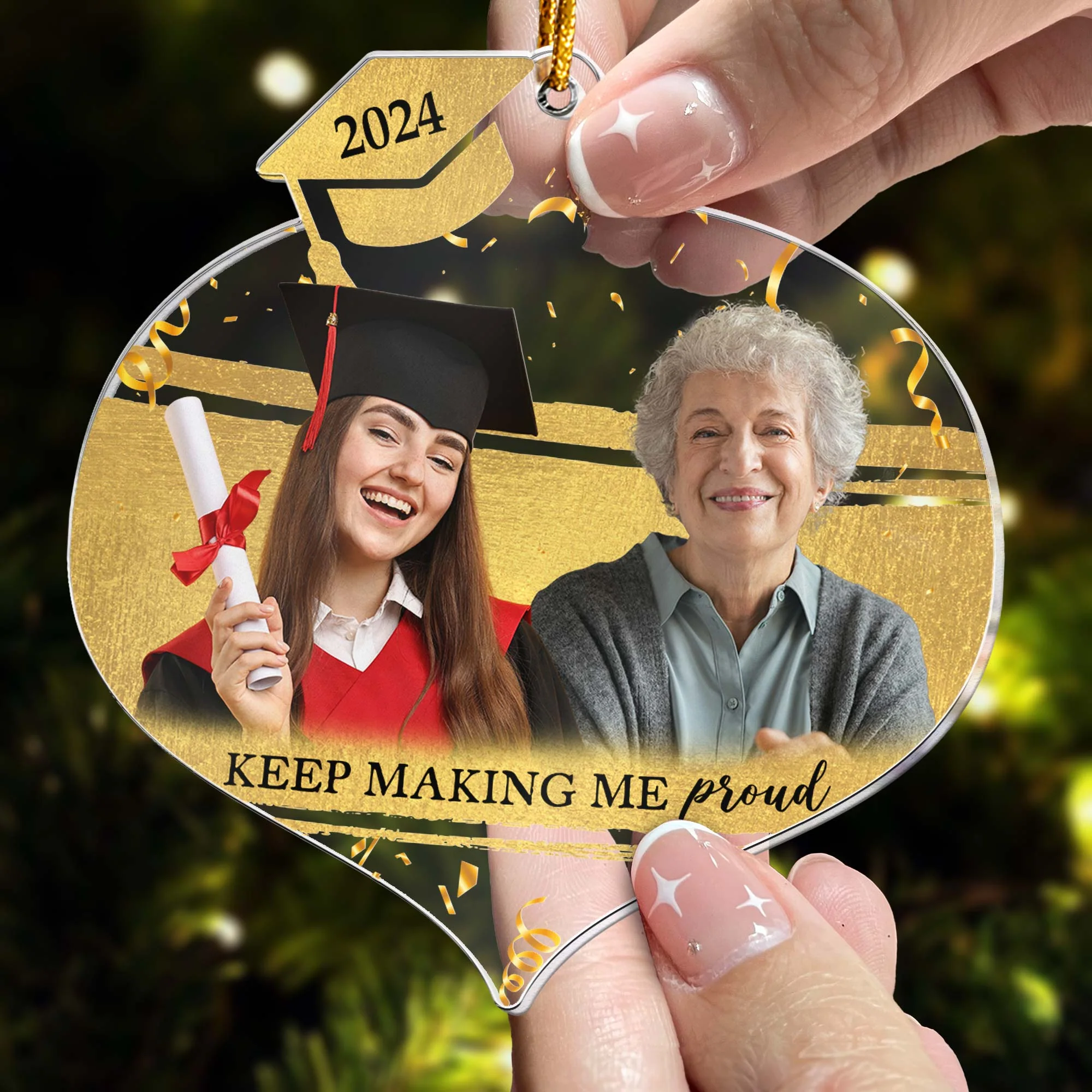 Keep Making Me Proud - Personalized Acrylic Photo Ornament - Image 4