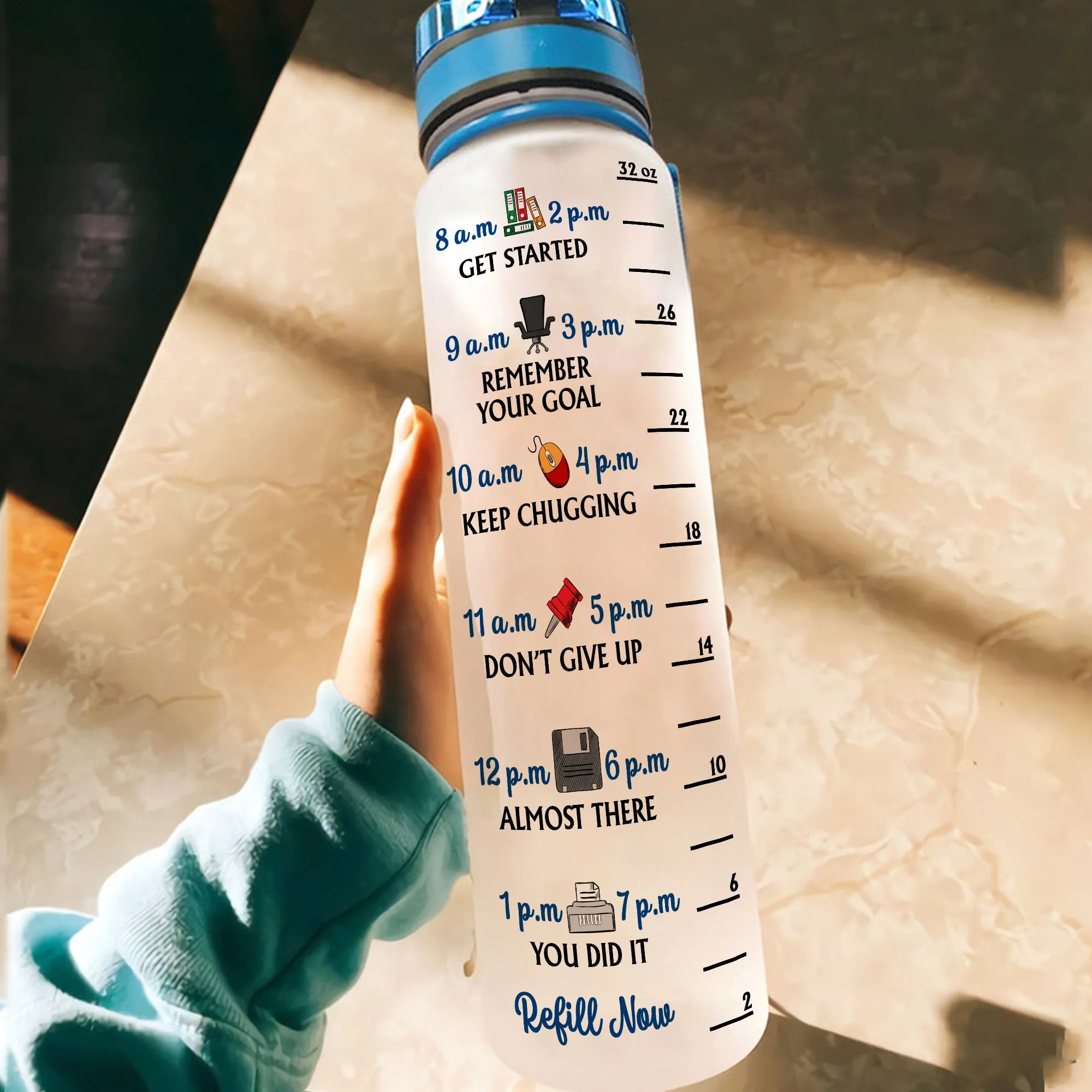 Keep The Dumbfuckery To A Minimum Today - Personalized Water Bottle With Time Marker - Funny, Birthday Gift For Colleagues, Boss Lady, Office Lady - Image 4
