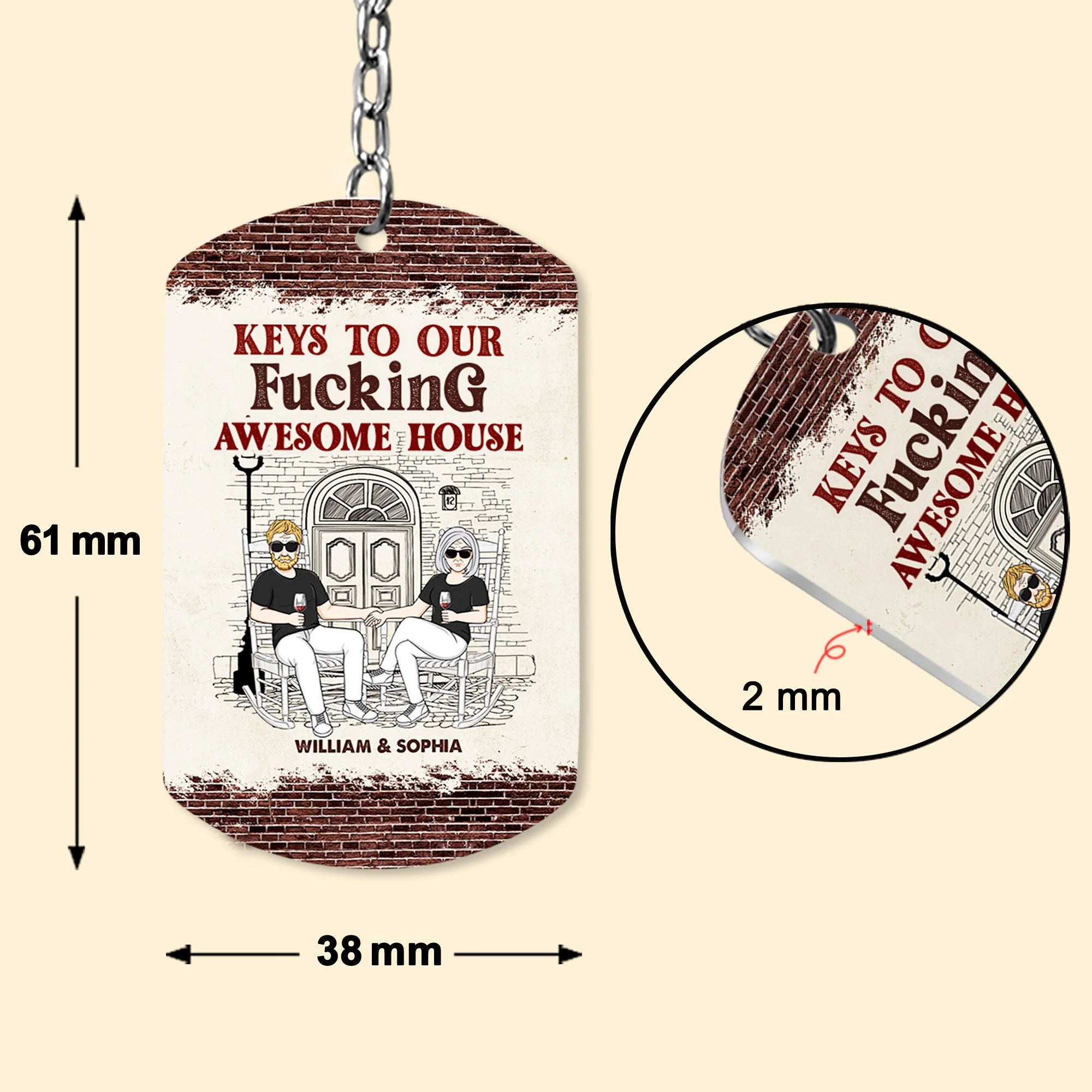 Keys To Our Awesome House - Personalized Keychain - Image 4